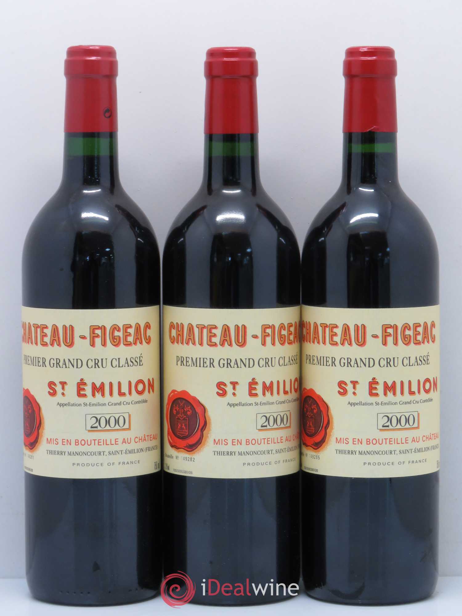 Château Figeac 1er Grand Cru Classé A 2000 - Lot de 3 bouteilles - 0