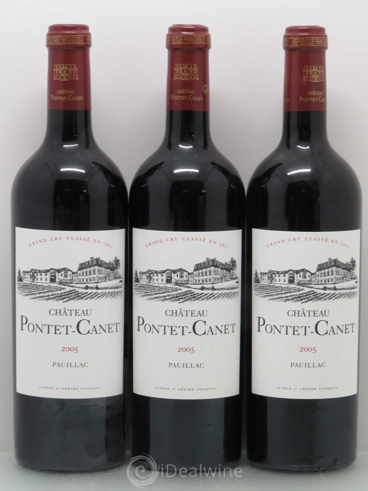 Château Pontet Canet 5ème Grand Cru Classé 2005 - Lot de 3 bouteilles - 0