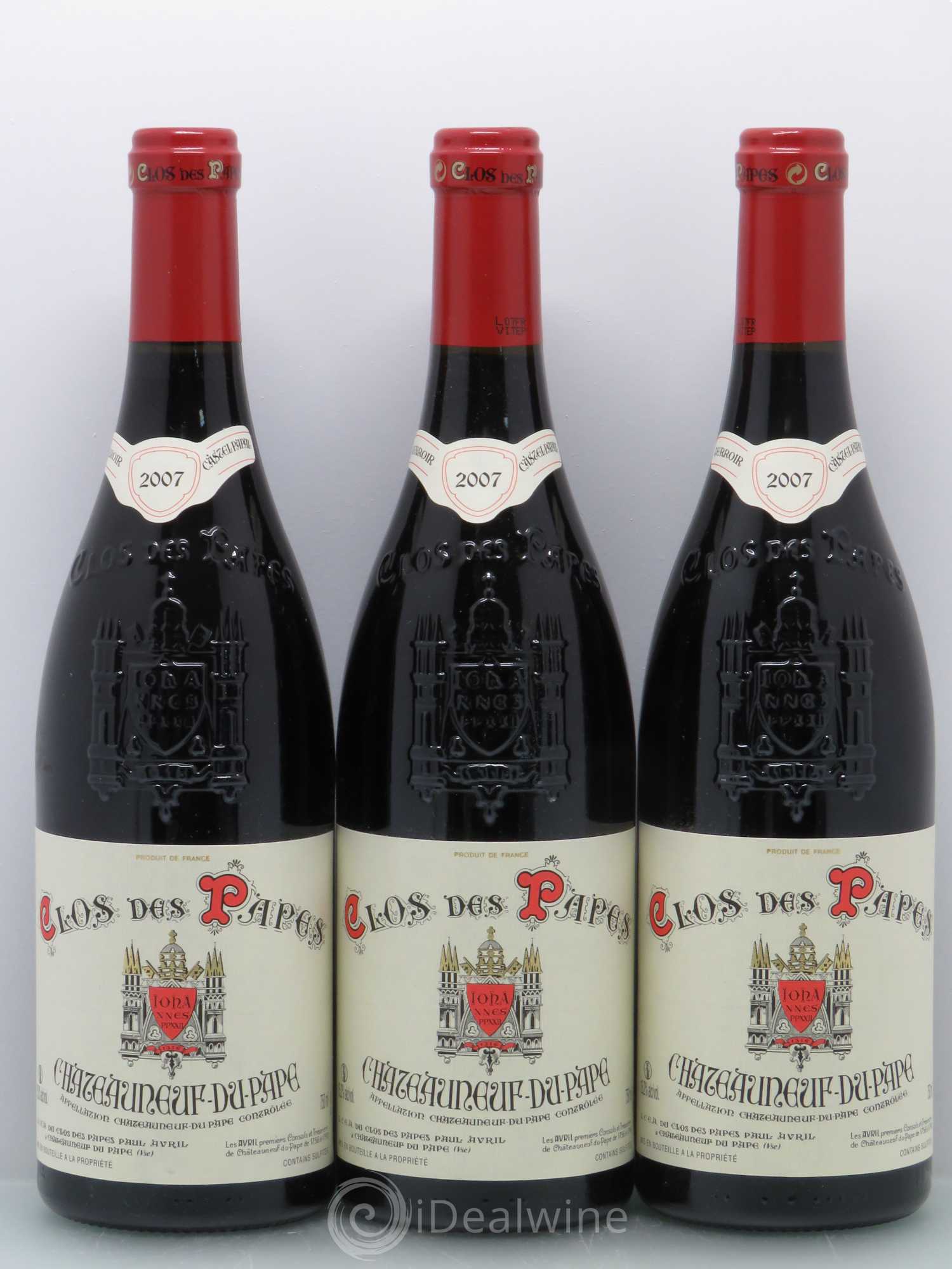 Châteauneuf-du-Pape Clos des Papes - Paul Avril 2007 - Lot de 3 bouteilles - 0
