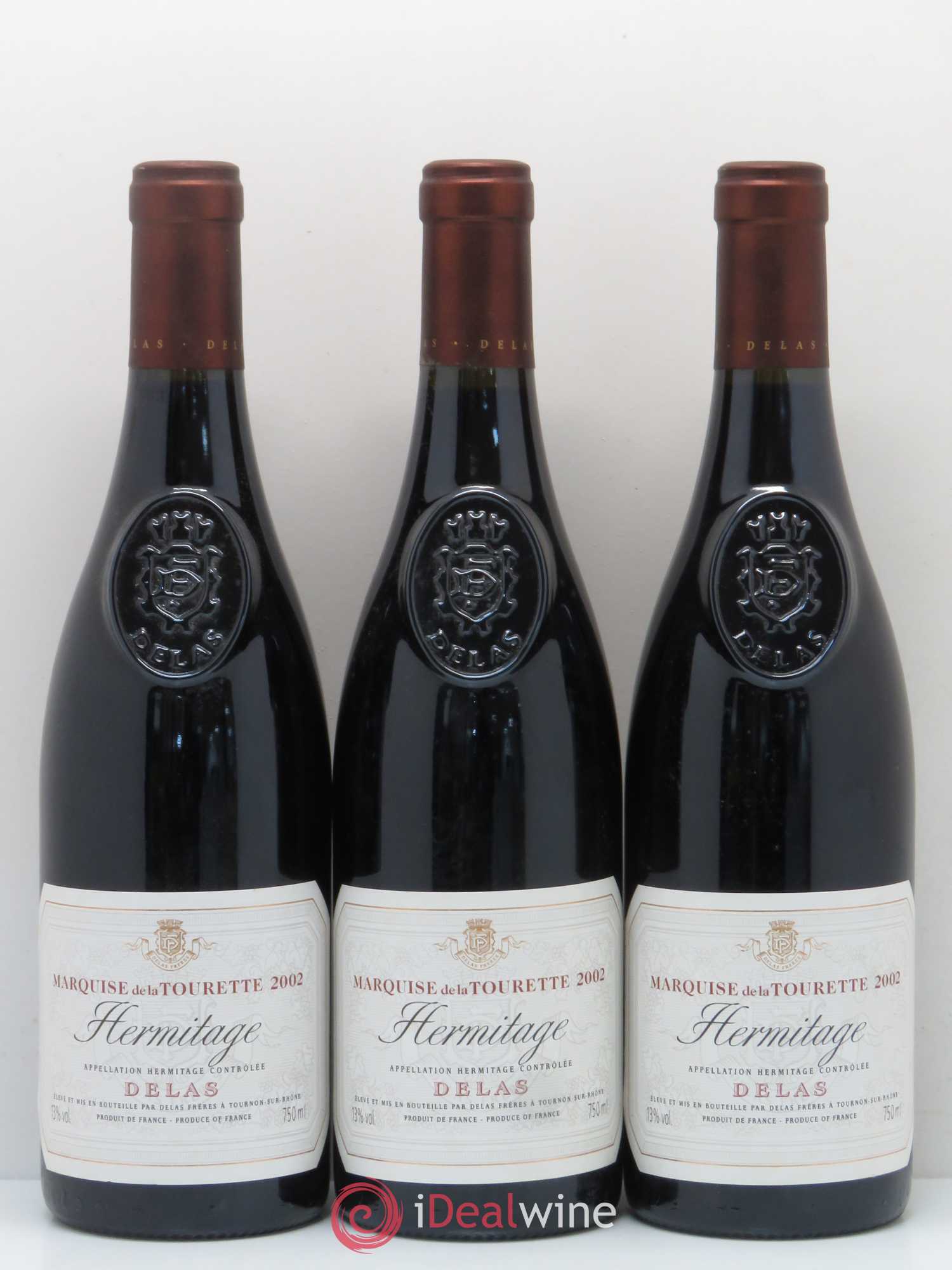 Hermitage Marquise de la Tourette Delas Frères 2002 - Lot de 3 bouteilles - 0