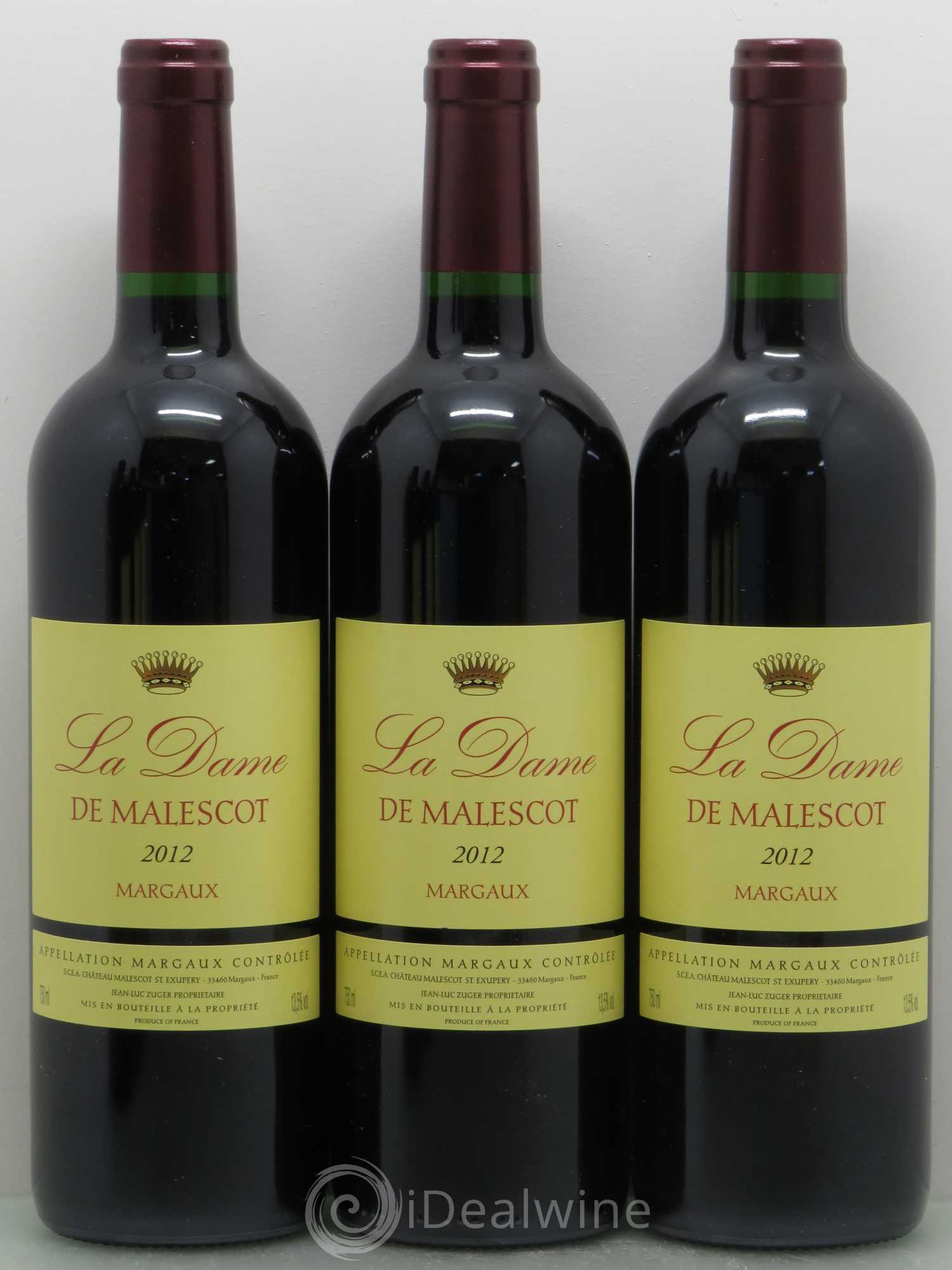 La Dame de Malescot (sans prix de réserve) 2012 - Lot de 6 bouteilles - 1