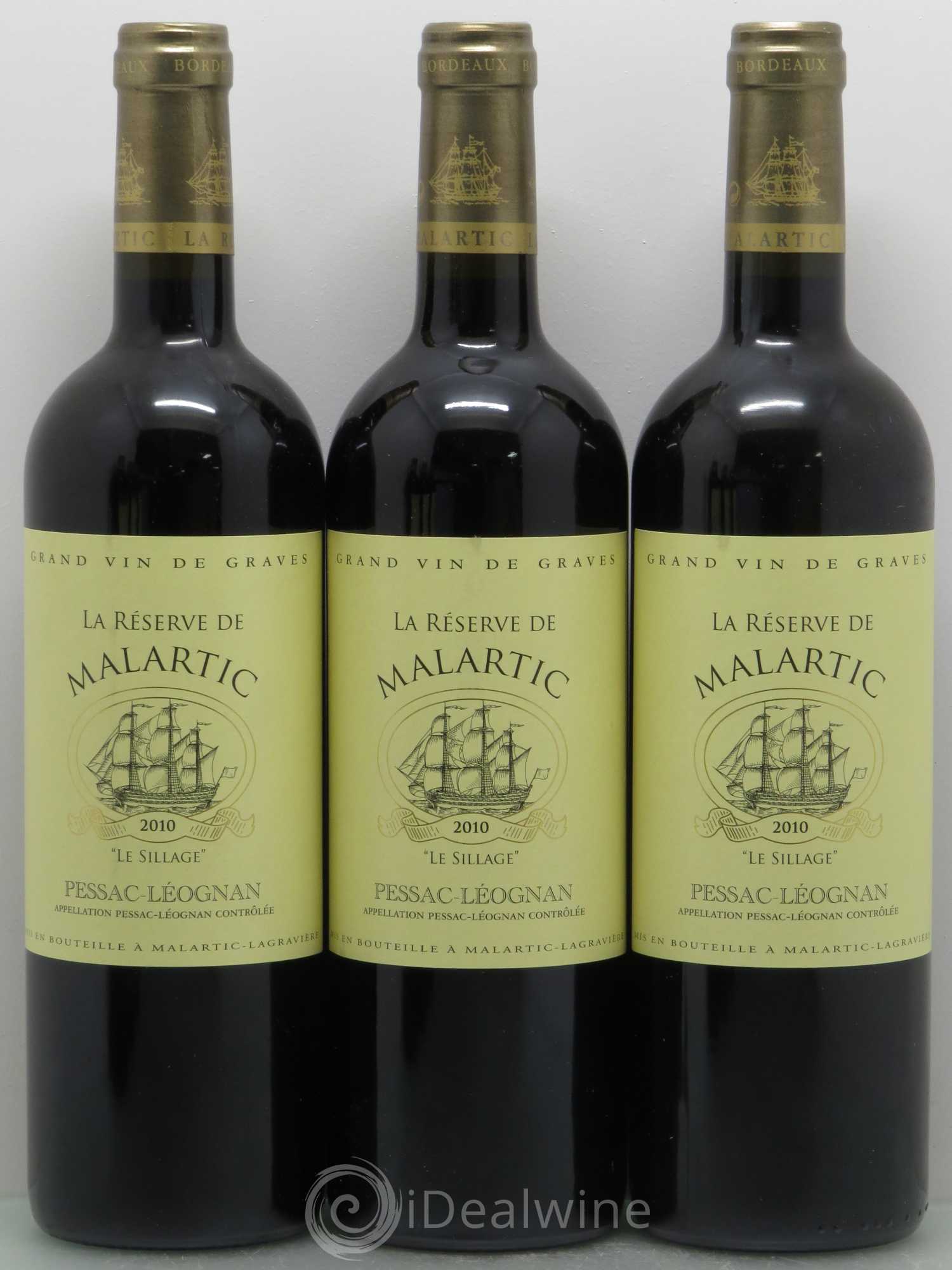 Pessac-Léognan La Réserve de Malartic Le Sillage (sans prix de réserve) 2010 - Posten von 6 Flaschen - 1