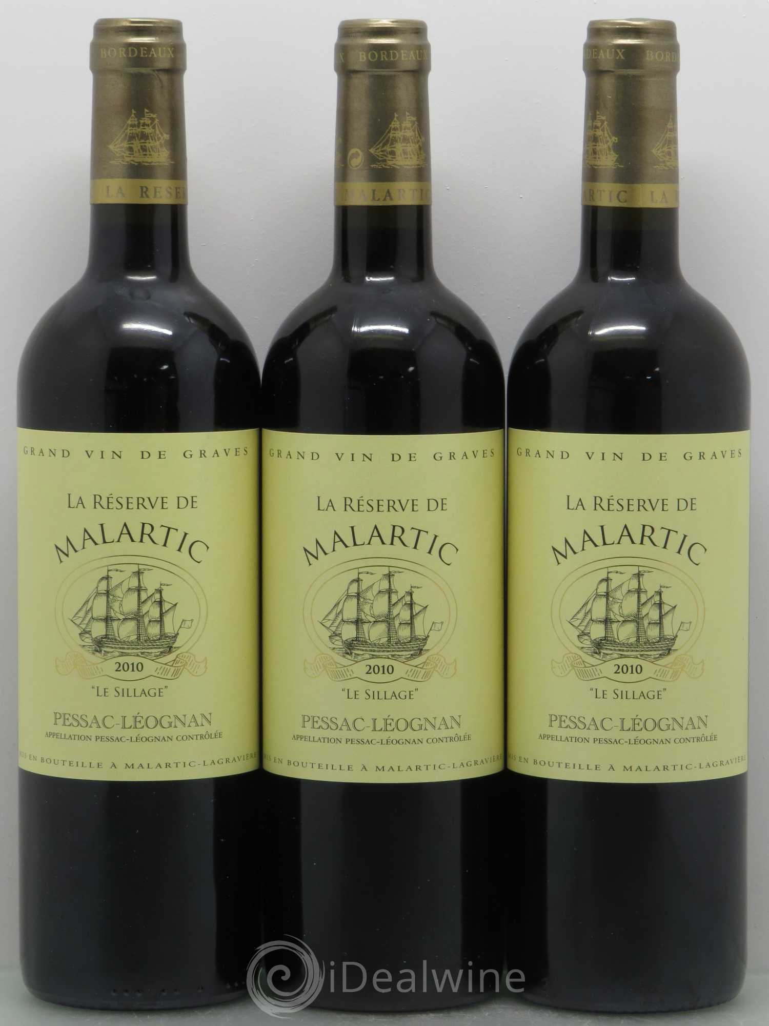 Pessac-Léognan La Réserve de Malartic Le Sillage (sans prix de réserve) 2010 - Posten von 6 Flaschen - 2