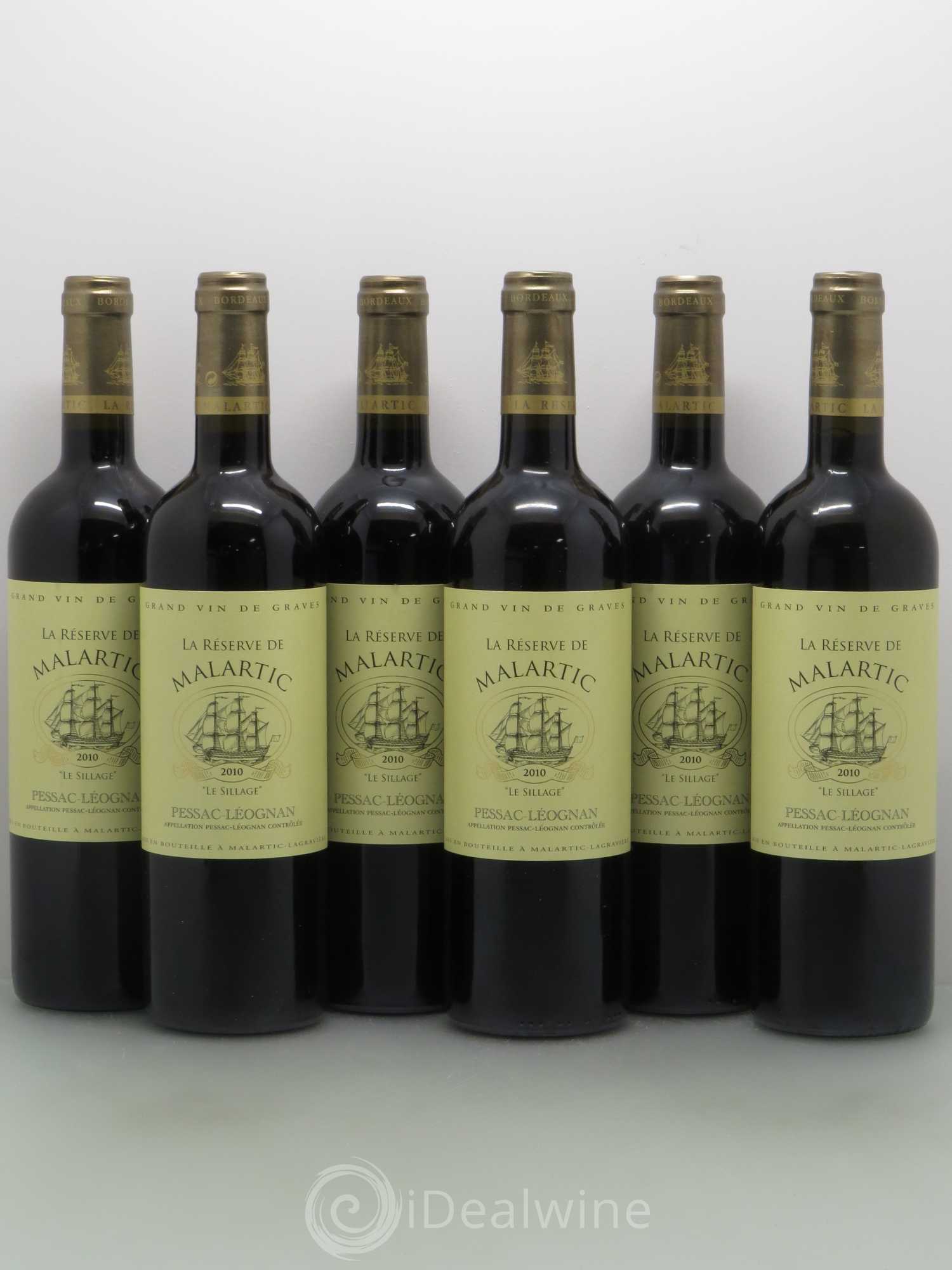Pessac-Léognan La Réserve de Malartic Le Sillage (sans prix de réserve) 2010 - Posten von 6 Flaschen - 0