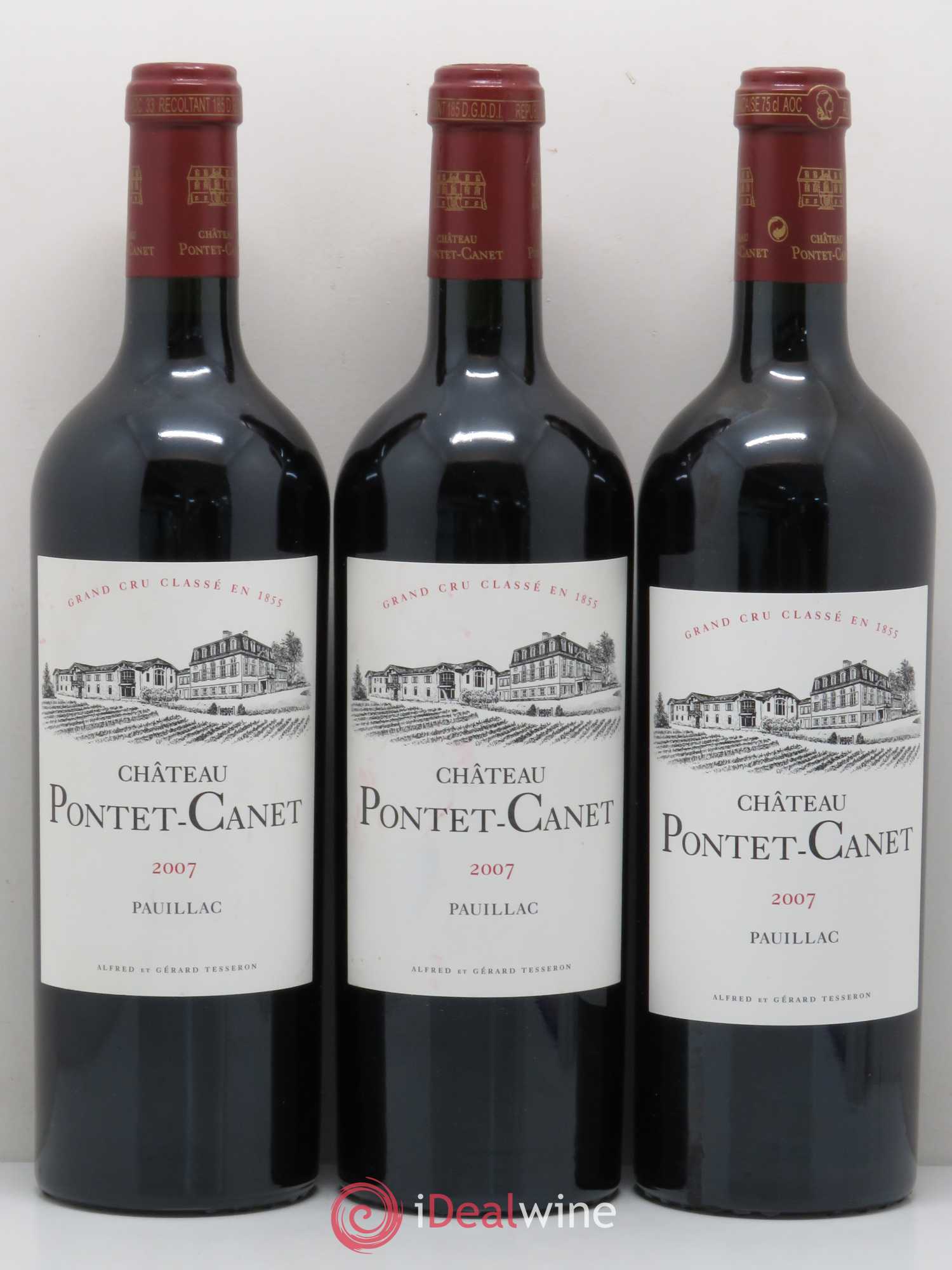 Château Pontet Canet 5ème Grand Cru Classé 2007 - Lot de 3 bouteilles - 0