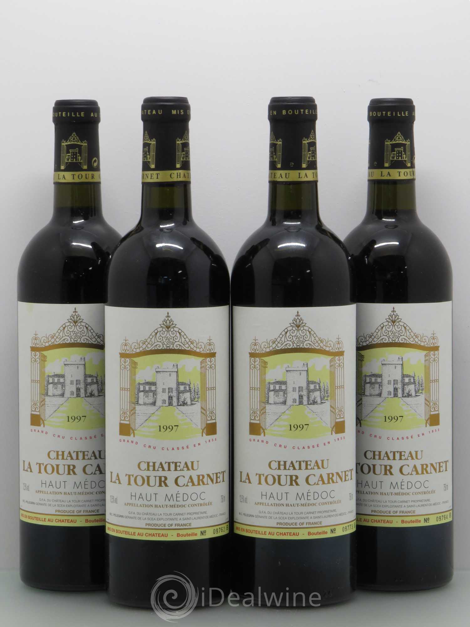 Château la Tour Carnet 4ème Grand Cru Classé 1997 - Lot de 4 bouteilles - 0