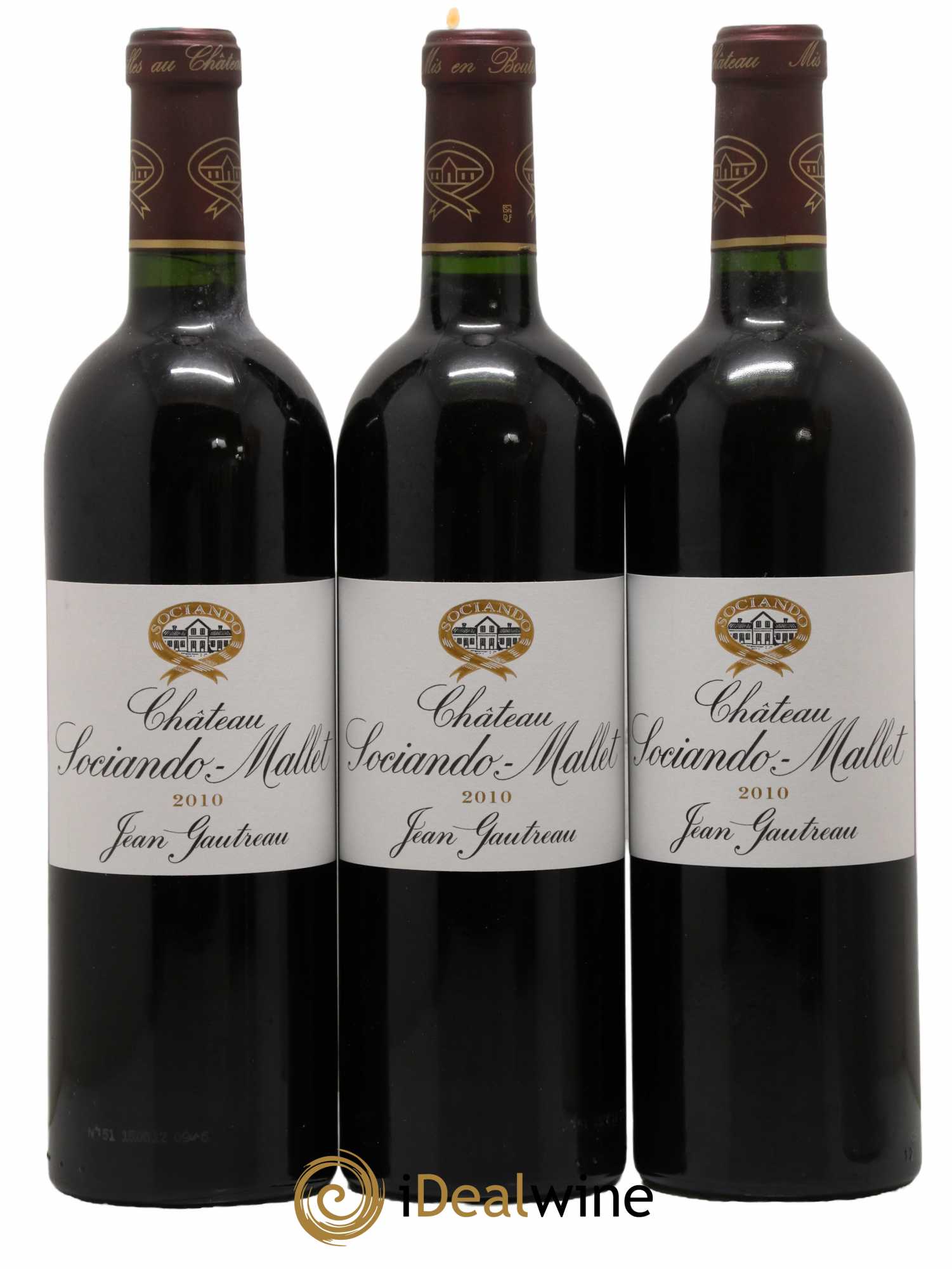 Château Sociando Mallet 2010 - Lot de 3 bouteilles - 0