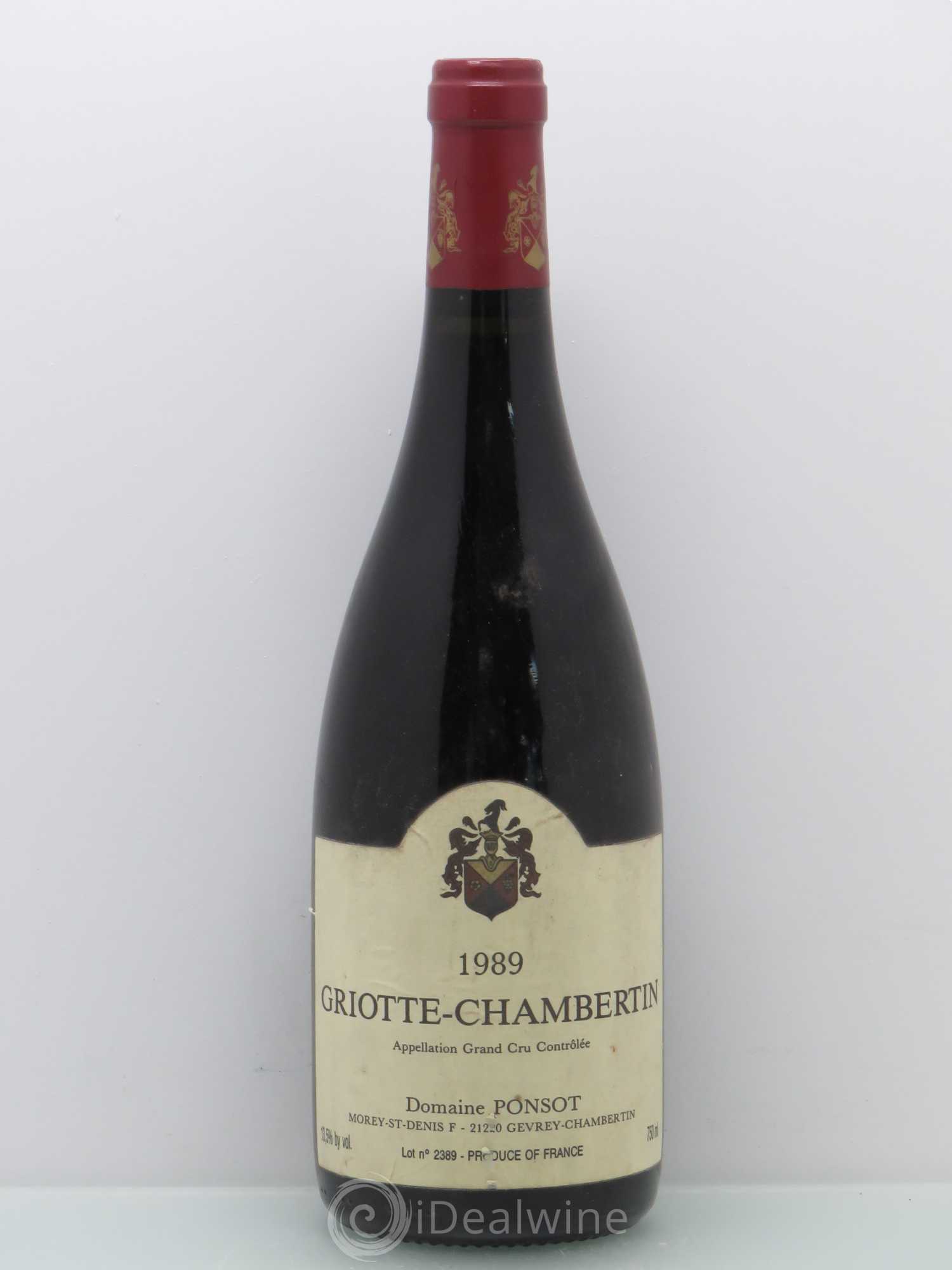 Griotte-Chambertin Grand Cru Ponsot (Domaine) 1989 - Lot de 1 bouteille - 0