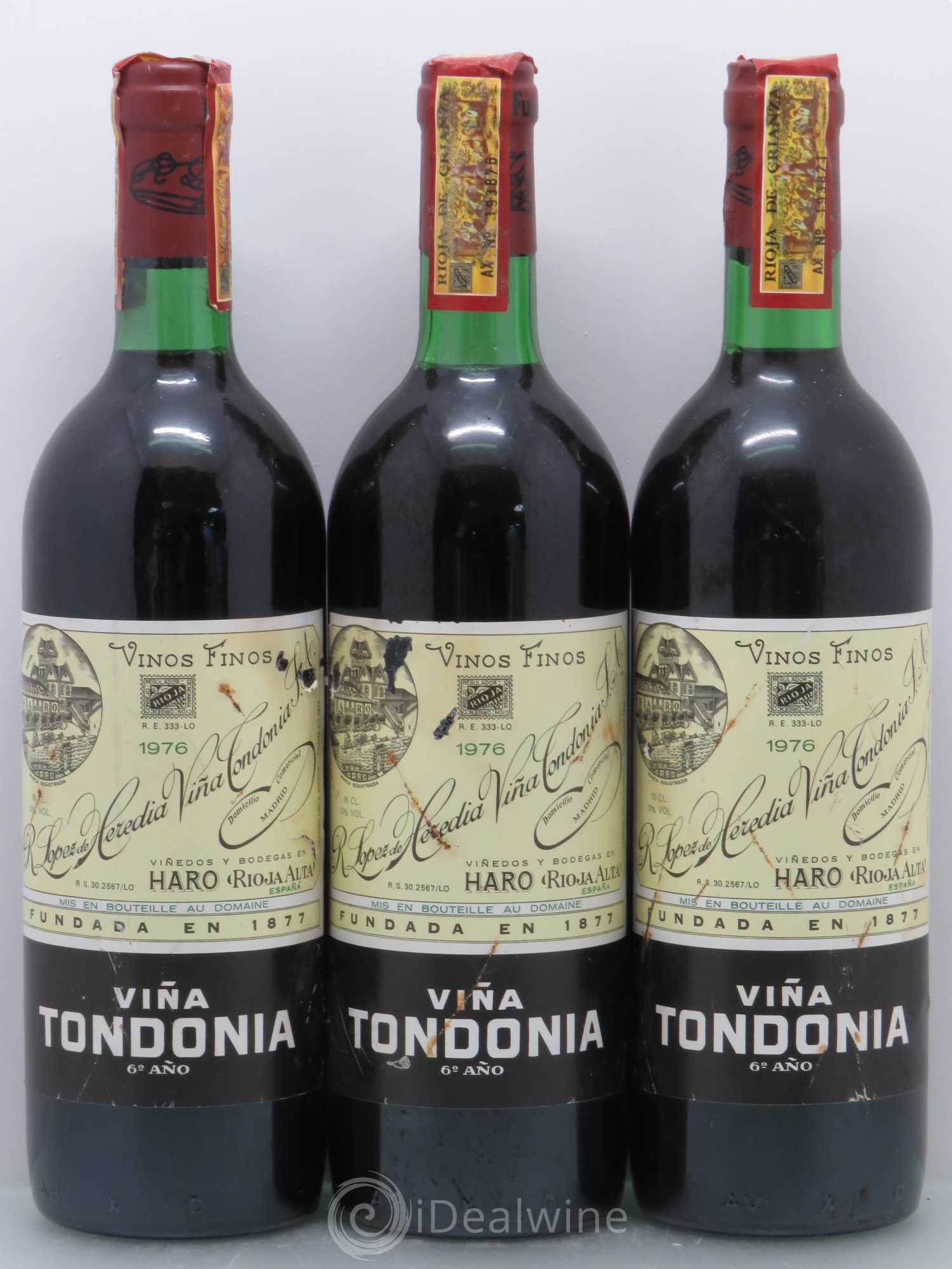 Rioja DOCA Vina Tondonia Reserva 6 ano Tondonia 1976 - Lotto di 3 bottiglie - 0