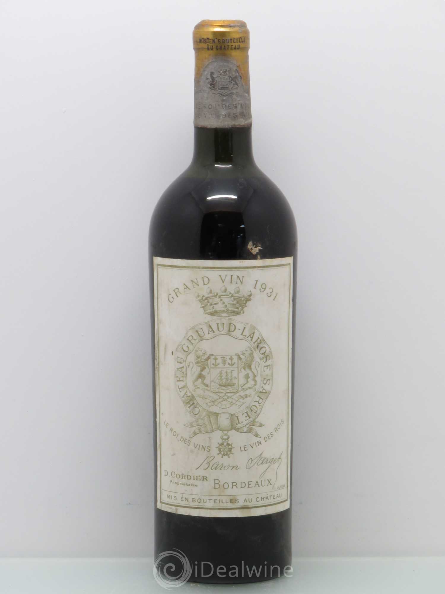 Château Gruaud Larose 2ème Grand Cru Classé 1931 - Lot de 1 bouteille - 0