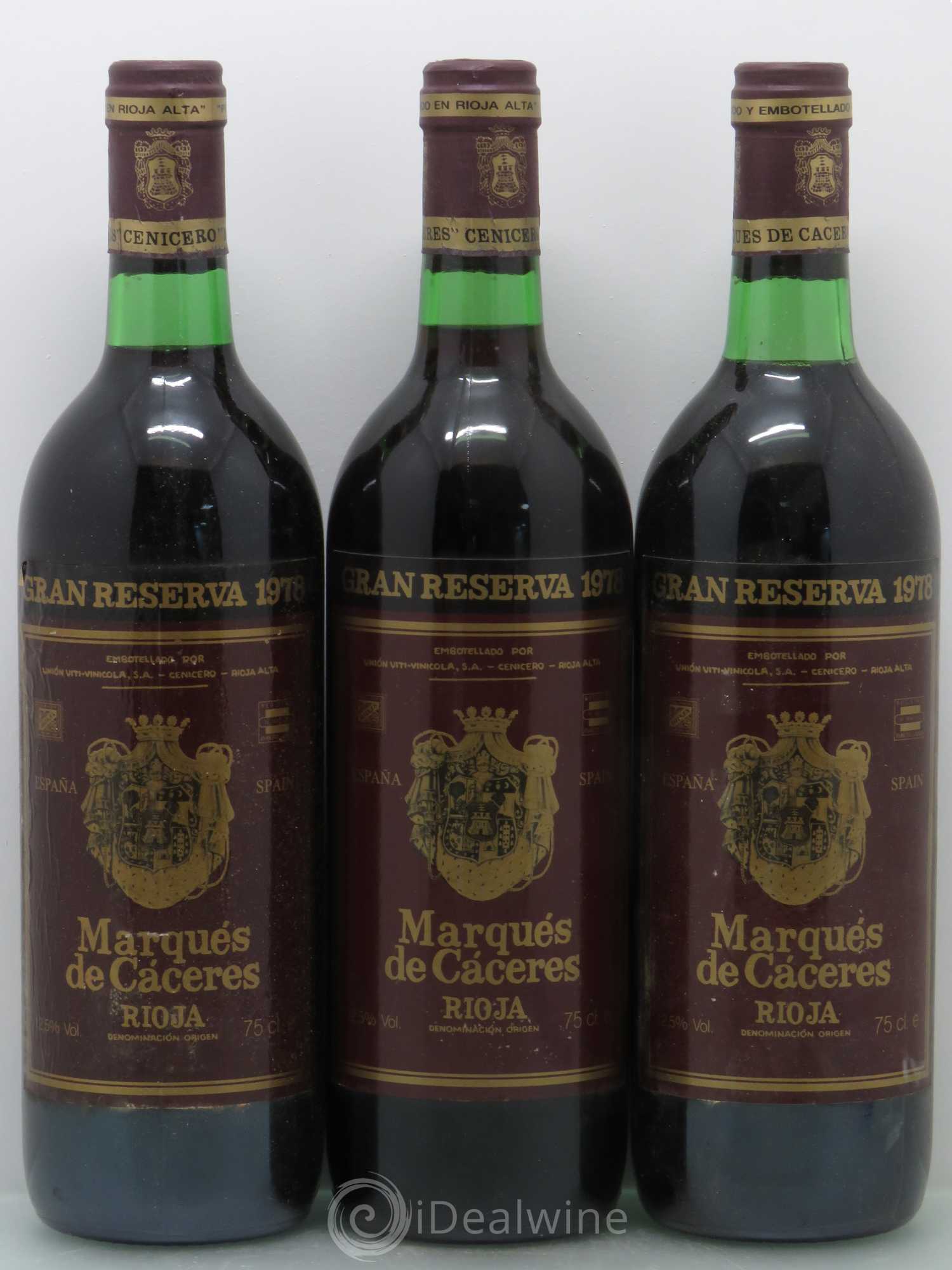 Rioja DOCA Marques de Caceres Gran Reserva Caceres 1978 - Lot de 3 bouteilles - 0