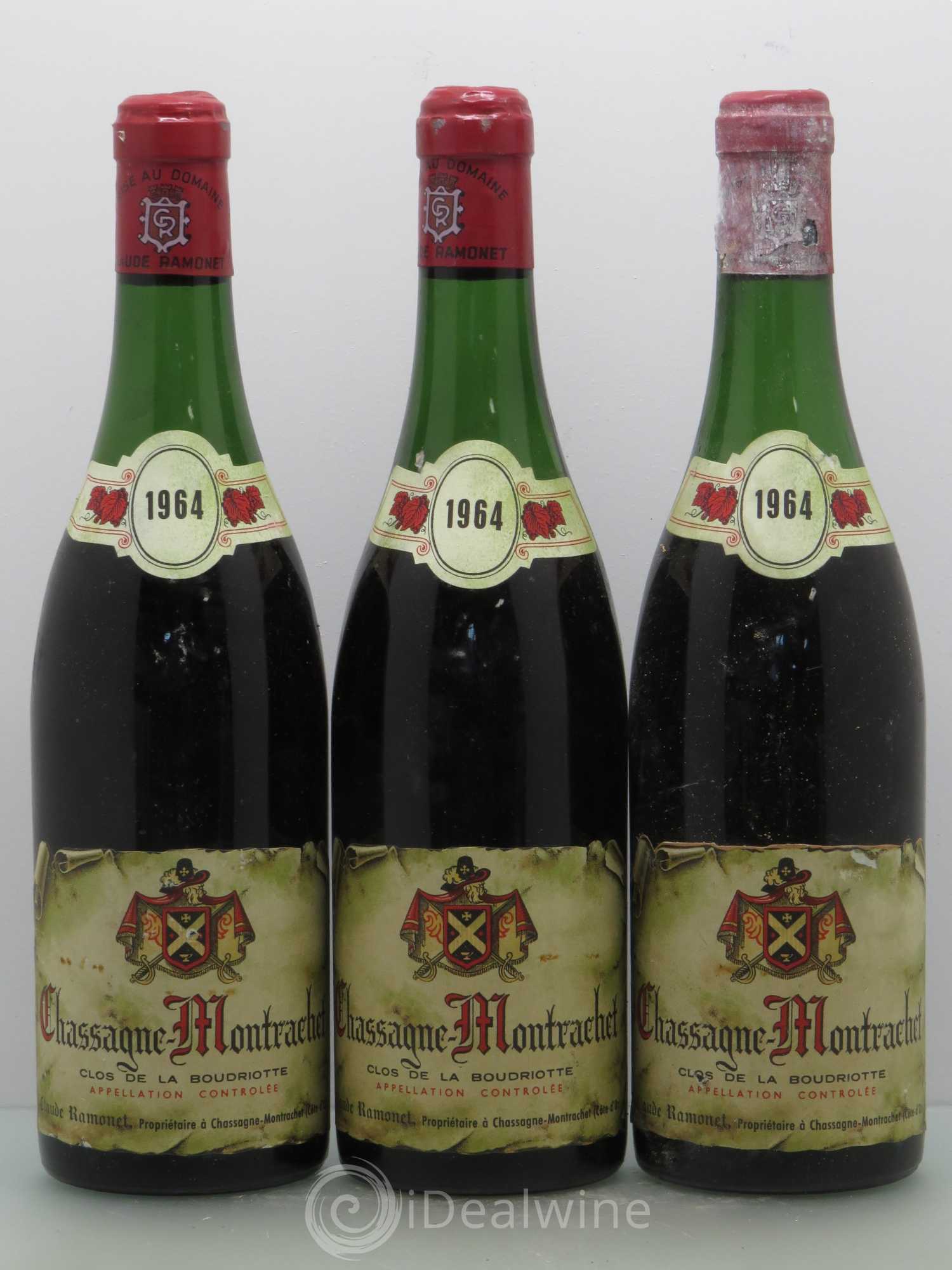 Chassagne-Montrachet 1er Cru Clos de la Boudriotte Ramonet (Domaine) 1964 - Lot de 3 bouteilles - 0