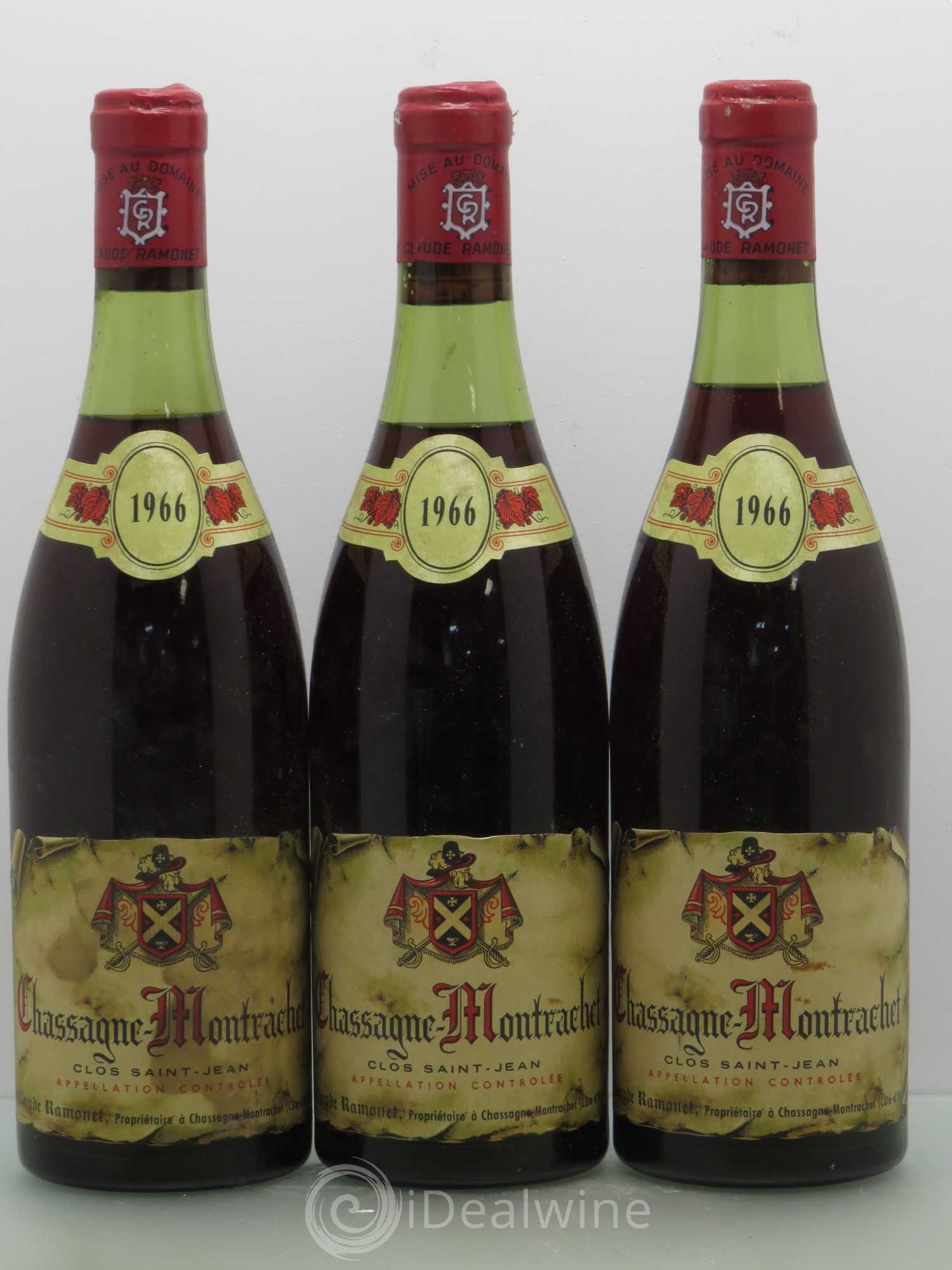 Chassagne-Montrachet 1er Cru Clos Saint-Jean Ramonet (Domaine) 1966 - Lot de 3 bouteilles - 0