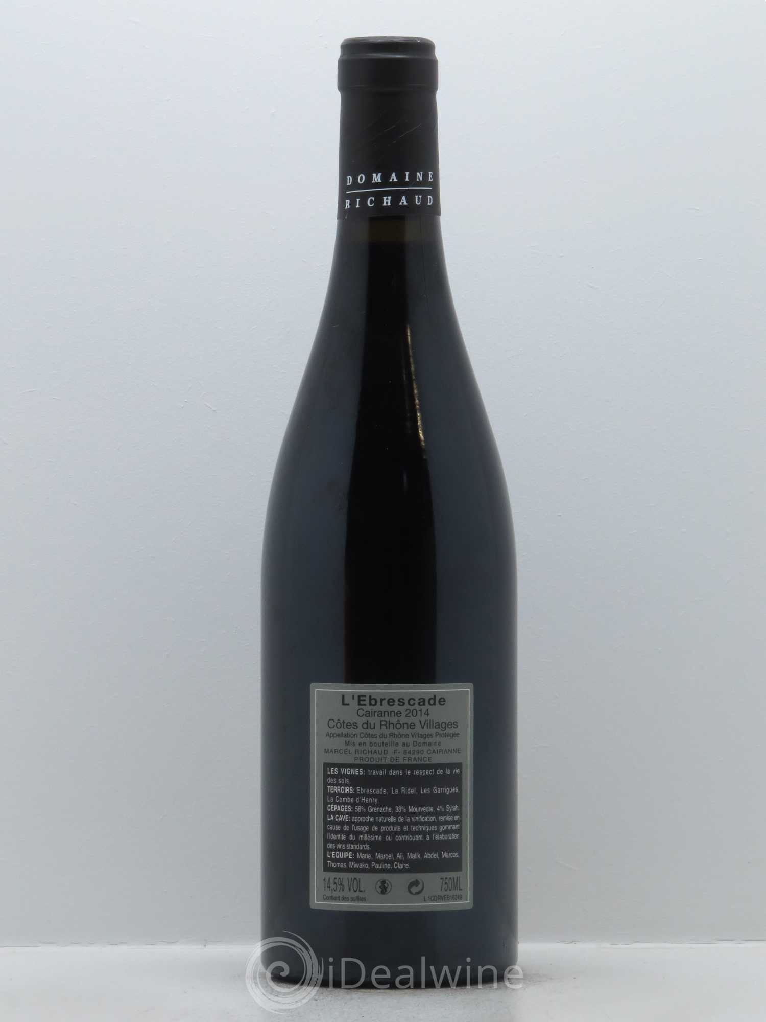 Cairanne Ebrescade Marcel Richaud 2014 - Lot de 1 bouteille - 1