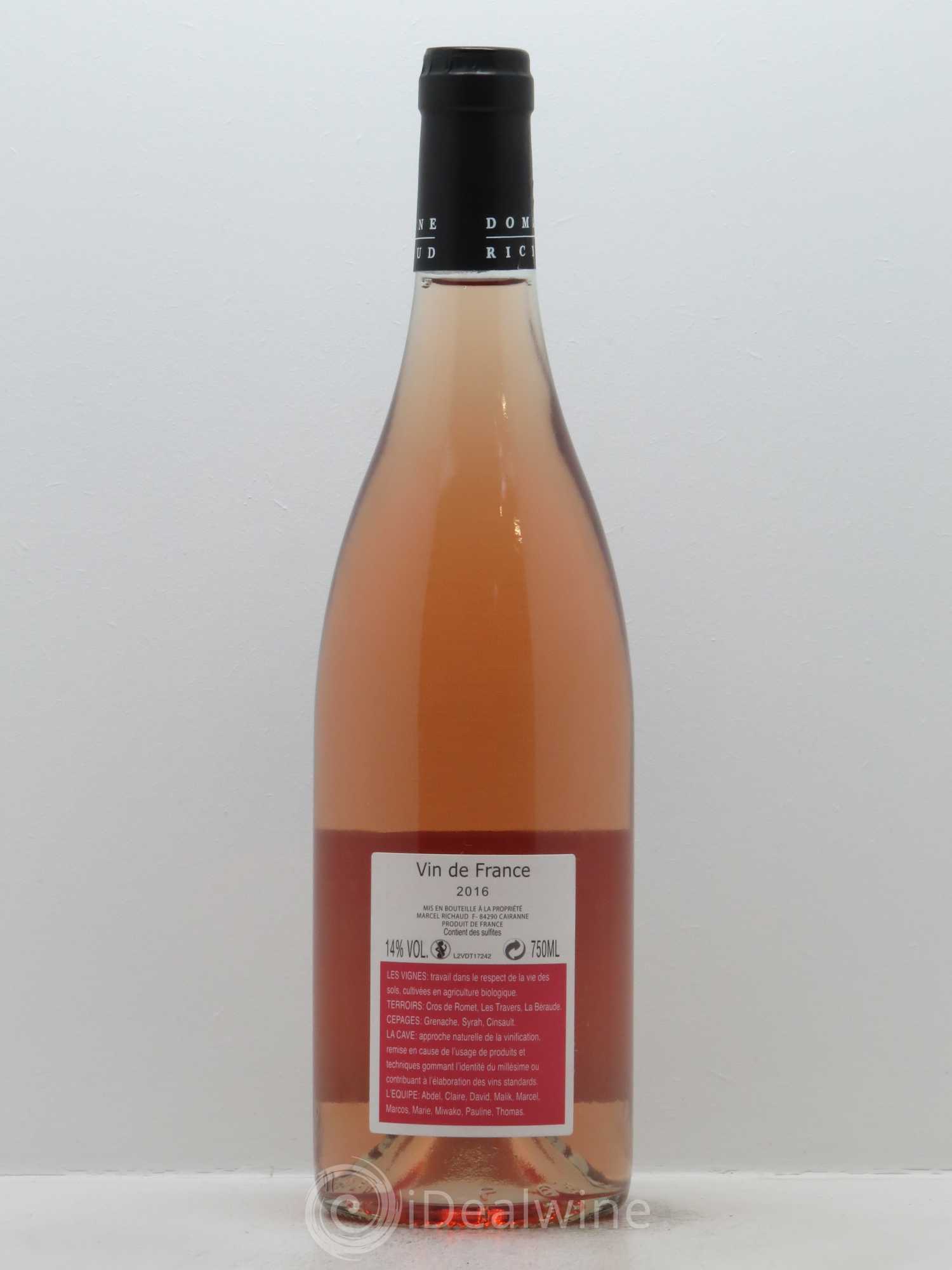 Vin de France Rosé de Richaud Marcel Richaud 2016 - Lot de 1 bouteille - 1