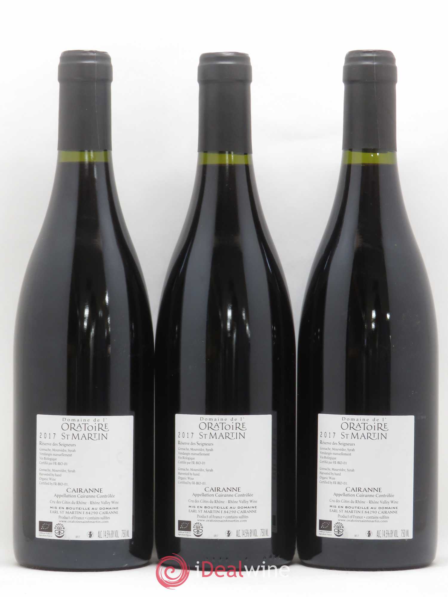 Cairanne Réserve des Seigneurs Oratoire Saint-Martin - Frédéric et François Alary 2017 - Lot de 3 bouteilles - 1