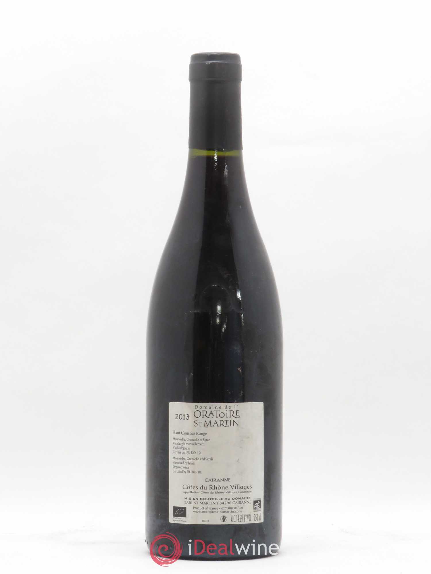 Cairanne Haut-Coustias Oratoire Saint-Martin - Frédéric et François Alary 2013 - Lot de 1 bouteille - 1