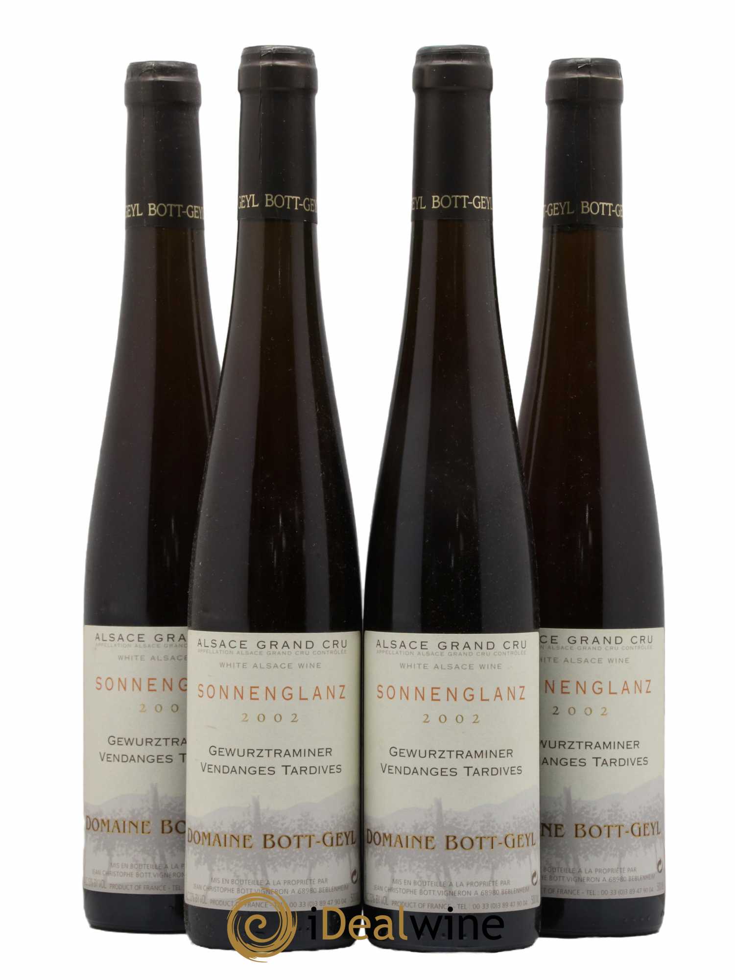 Alsace Gewurztraminer Grand Cru Sonnenglanz Vendanges Tardives Bott-Geyl (Domaine) 50cl 2002 - Lot de 4 bouteilles - 0
