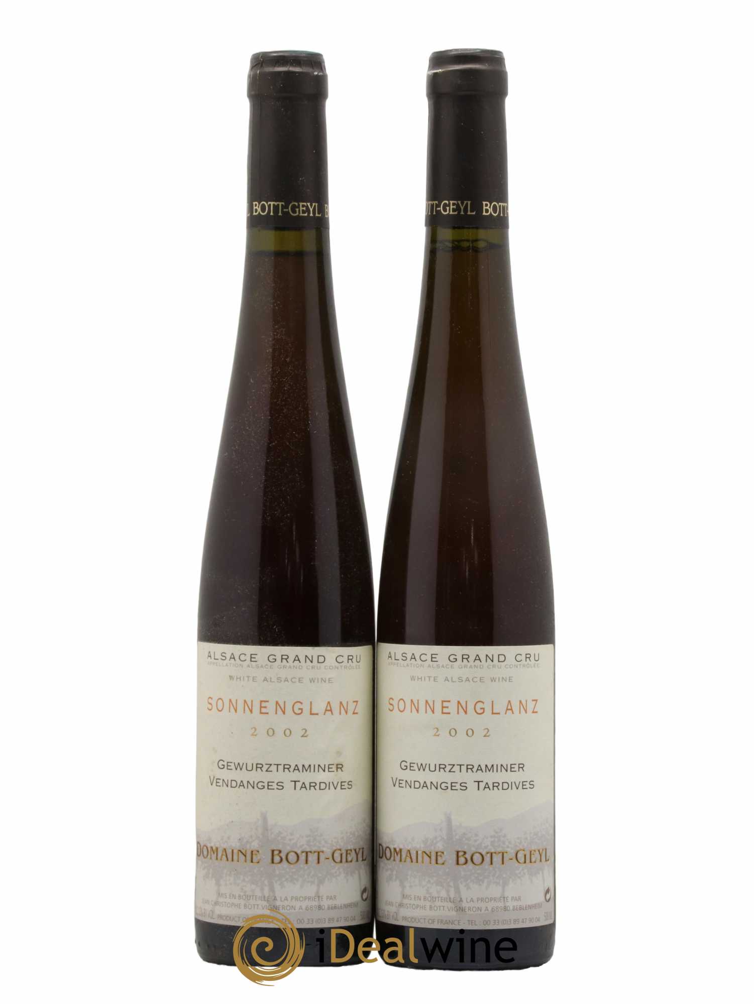 Alsace Gewurztraminer Grand Cru Sonnenglanz Vendanges Tardives Bott-Geyl (Domaine) 50cl 2002 - Lotto di 2 bottiglie - 0