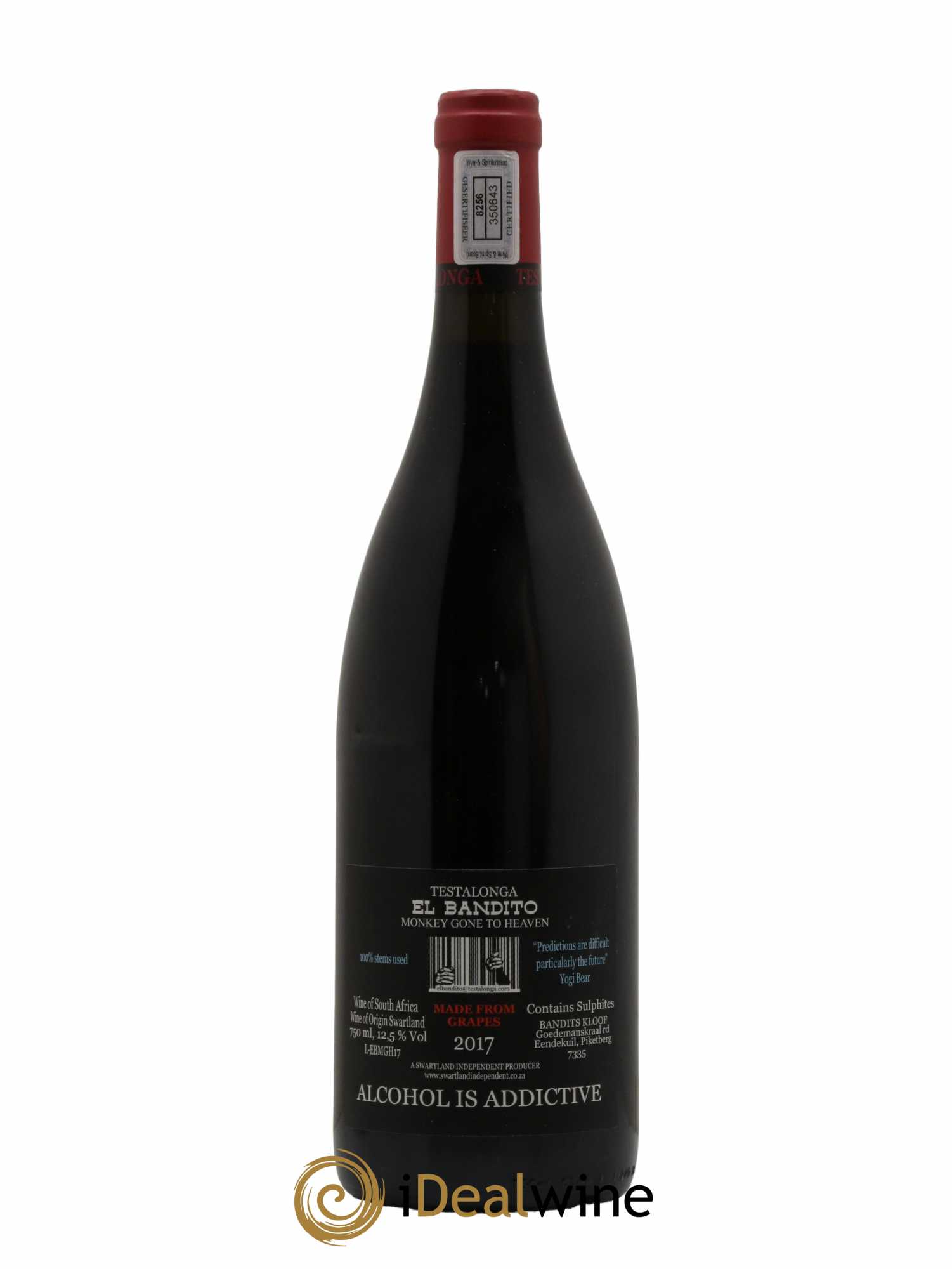 Vins Etrangers Testalonga El Bandito Monkey Gone To Heaven 2017 - Lot de 1 bouteille - 1