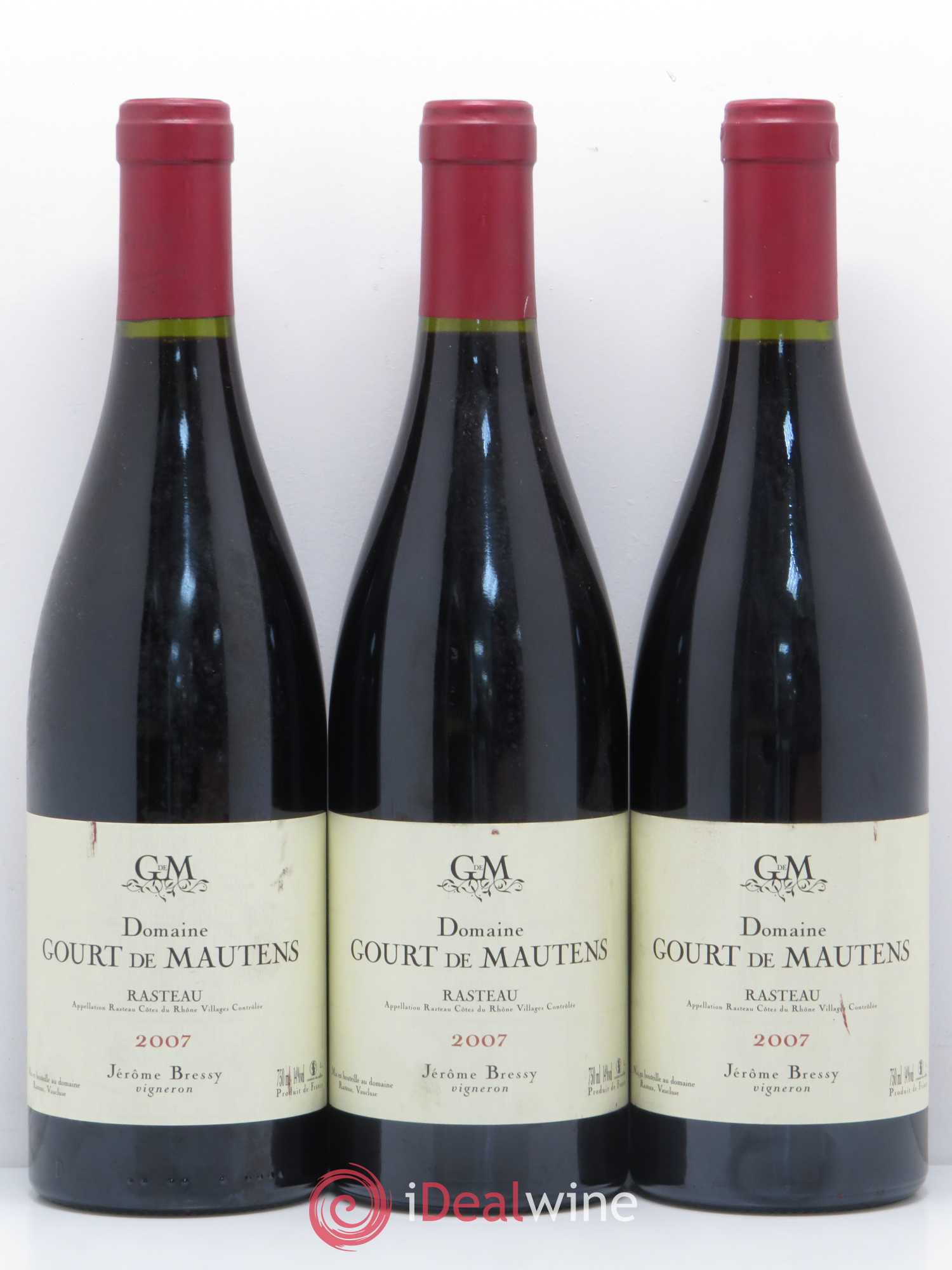 Rasteau Domaine Gourt de Mautens - Jérôme Bressy 2007 - Lot de 3 bouteilles - 0