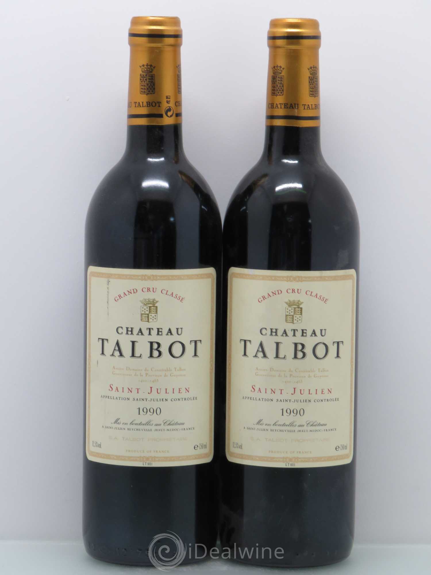 Château Talbot 4ème Grand Cru Classé 1990 - Lot de 2 bouteilles - 0
