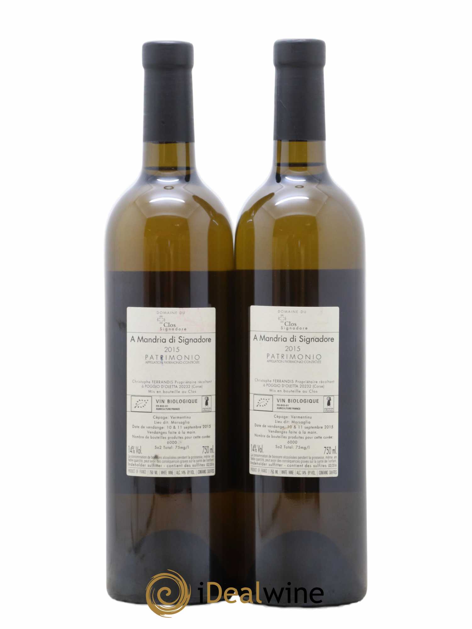 Patrimonio A Mandria Di Signadore Ferrandis 2015 - Lot de 2 bouteilles - 1