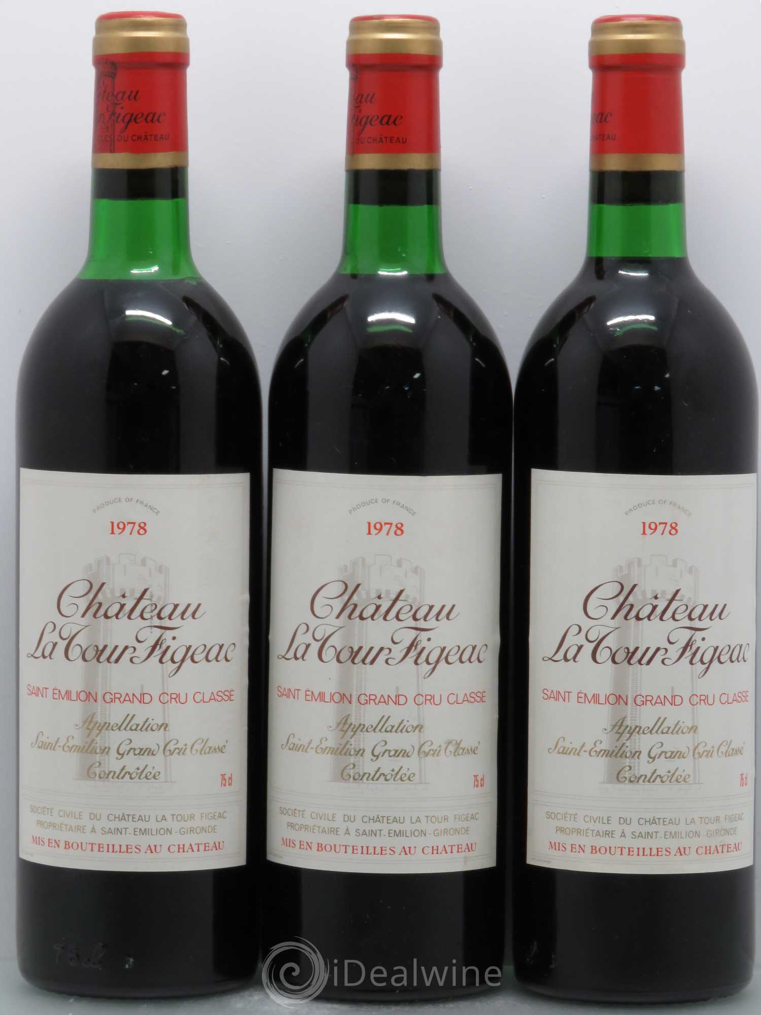 Château la Tour Figeac Grand Cru Classé 1978 - Lot de 3 bouteilles - 0