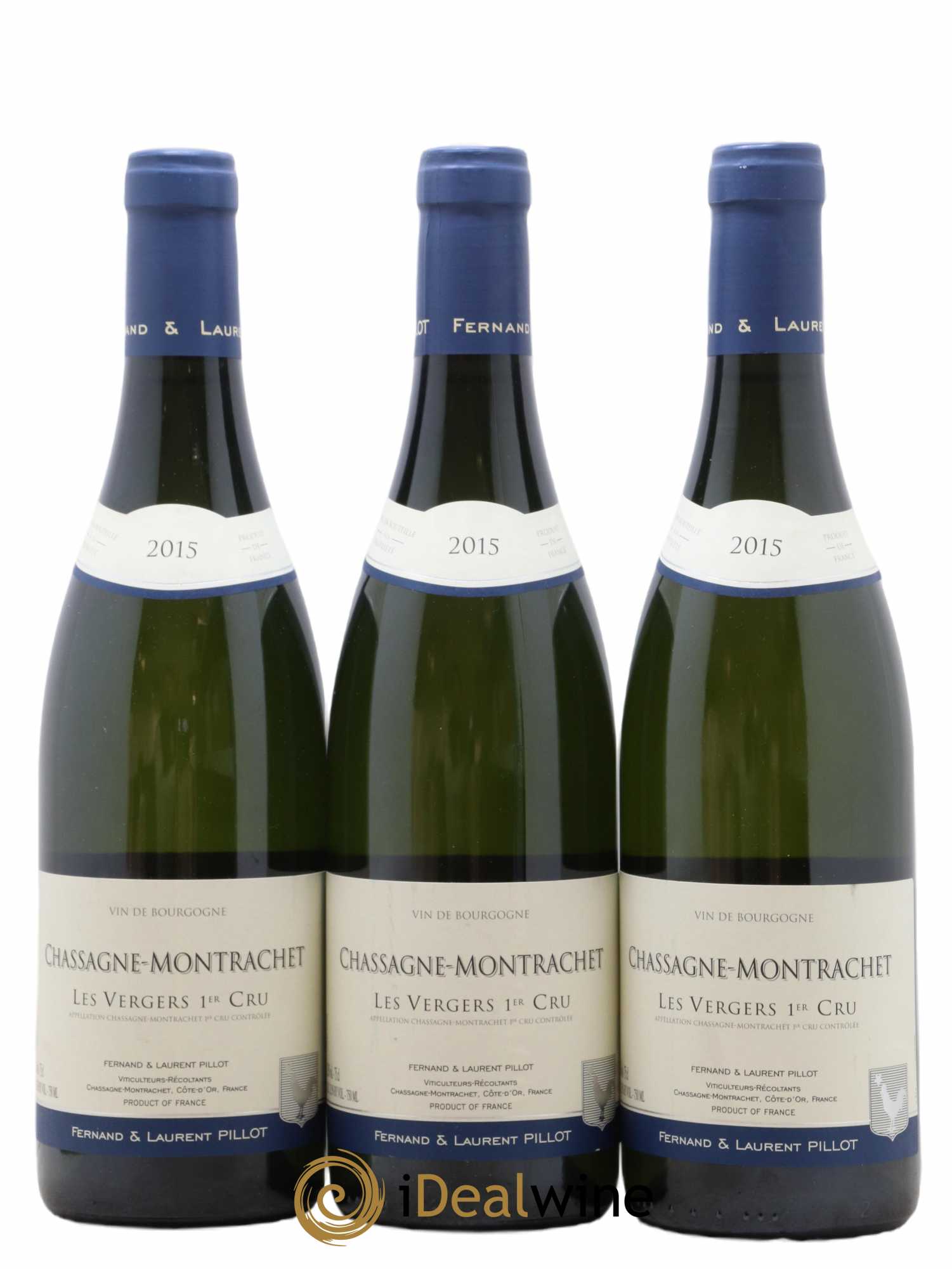 Chassagne-Montrachet 1er Cru Les Vergers Fernand & Laurent Pillot 2015 - Lot de 3 bouteilles - 0