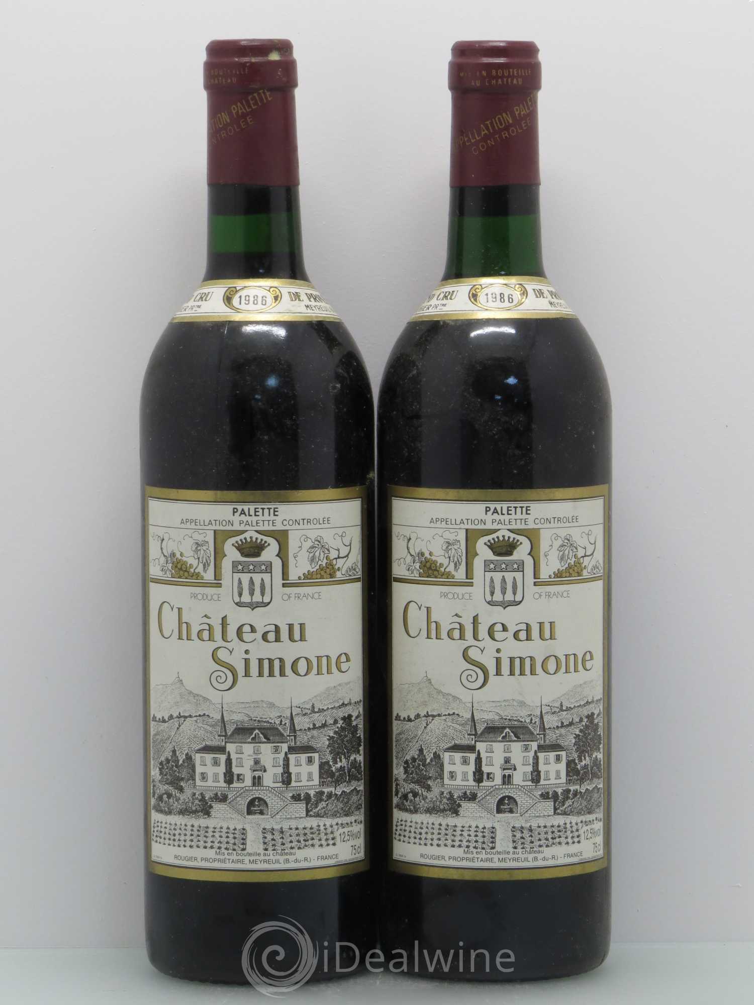 Palette Château Simone Famille Rougier 1986 - Lot de 2 bouteilles - 0
