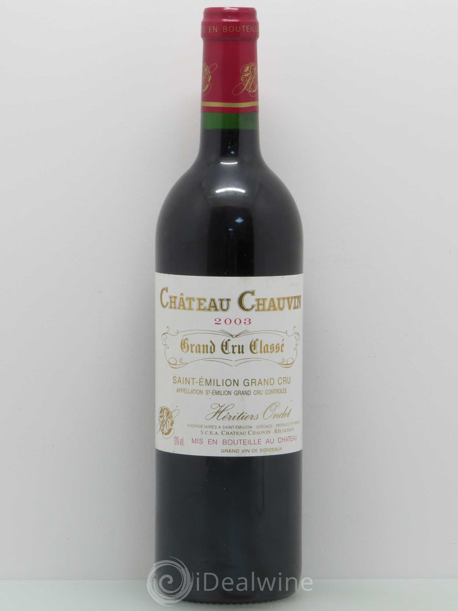 Château Chauvin Grand Cru Classé 2003 - Lot de 1 bouteille - 0