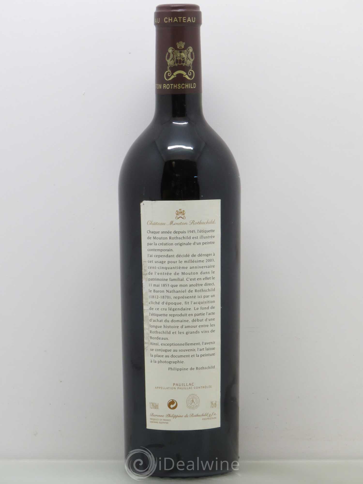 Château Mouton Rothschild 1er Grand Cru Classé 2003 - Lot de 1 bouteille - 1
