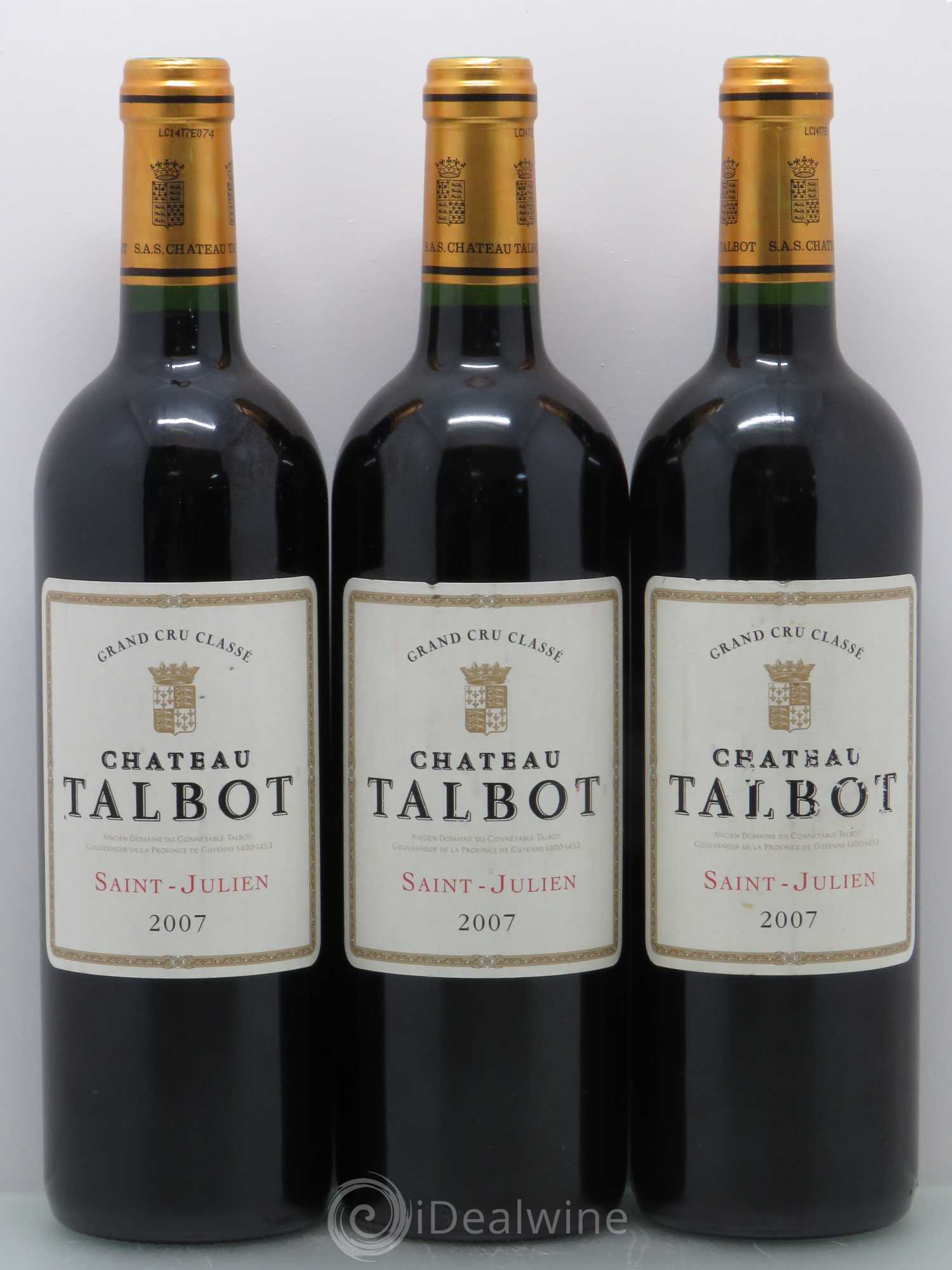 Château Talbot 4ème Grand Cru Classé 2007 - Lot de 3 bouteilles - 0