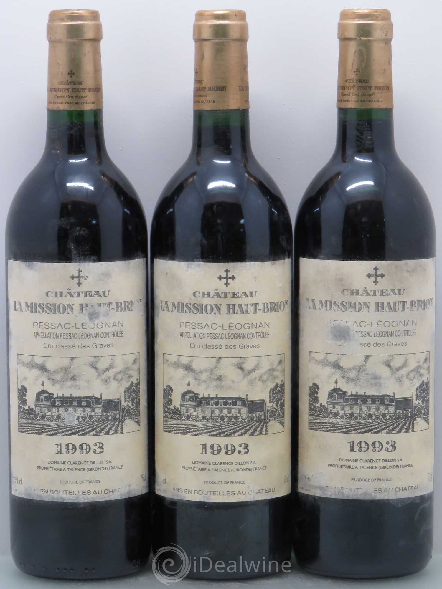 Château la Mission Haut-Brion Cru Classé de Graves 1993 - Lot de 3 bouteilles - 0