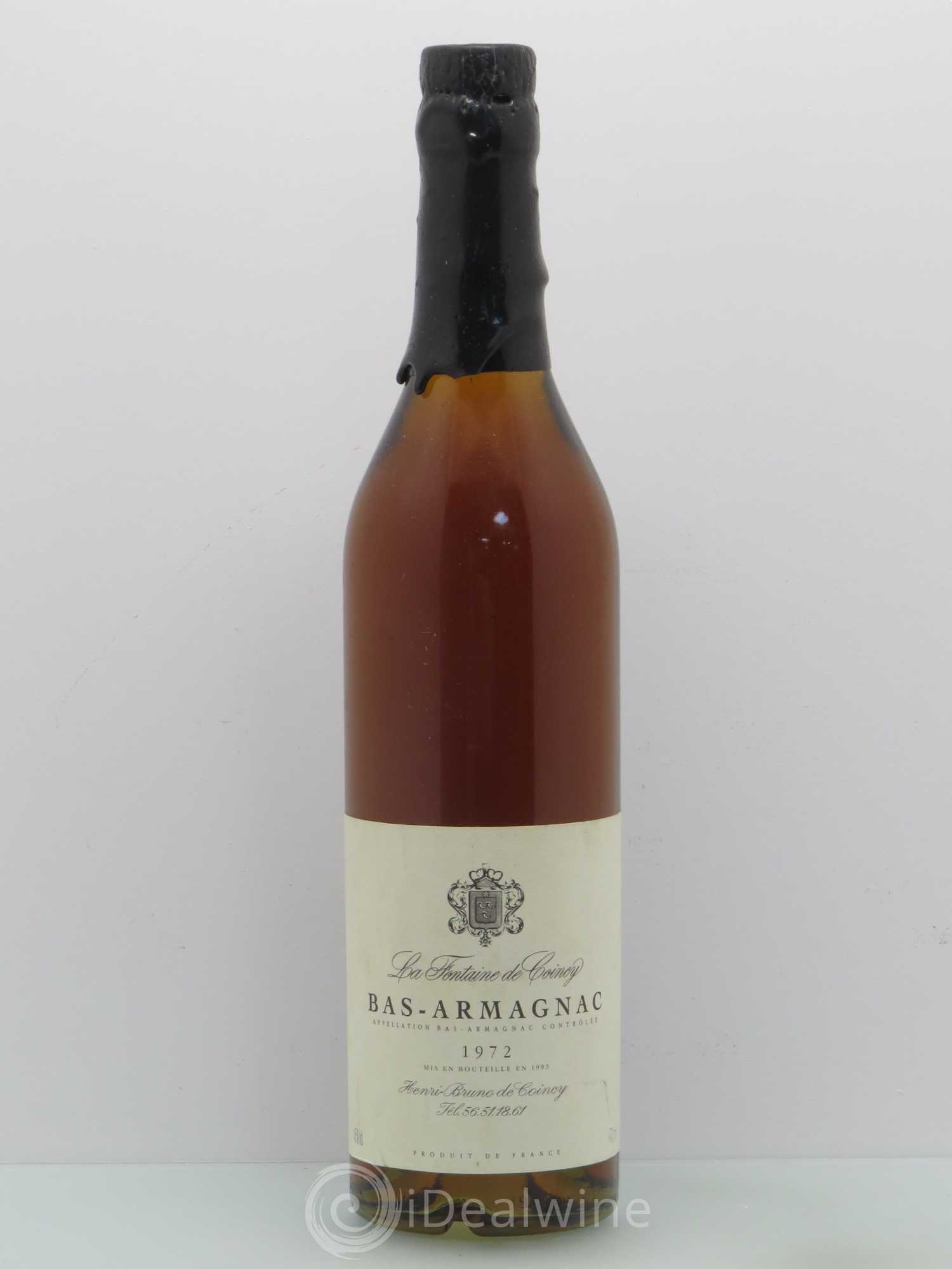 Bas-Armagnac La Fontaine de Coincy 1972 - Lot de 1 bouteille - 0