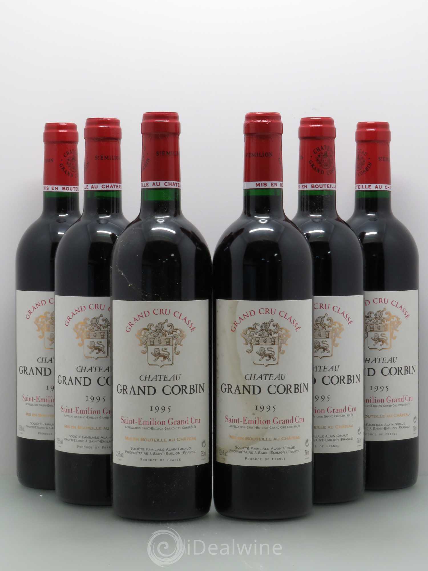 Château Grand Corbin Grand Cru Classé 1995 - Lot de 6 bouteilles - 0