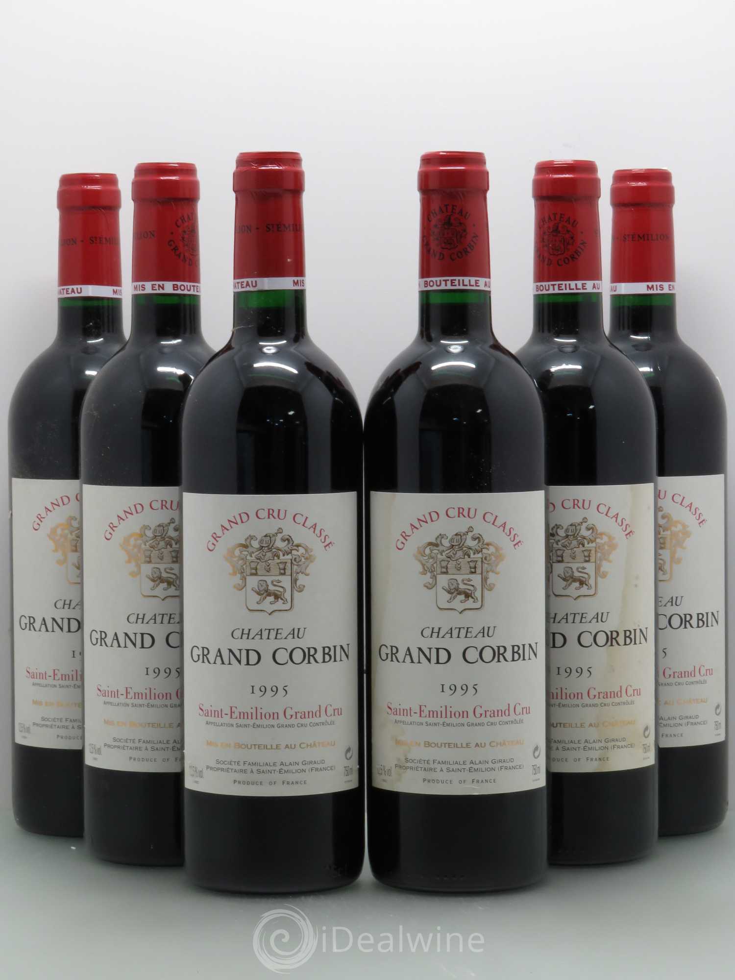 Château Grand Corbin Grand Cru Classé 1995 - Lot de 6 bouteilles - 0