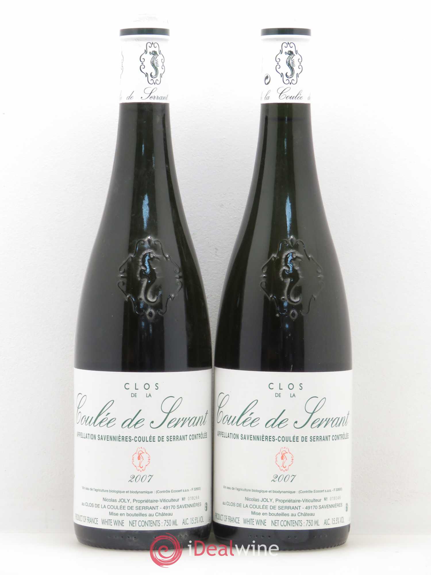 Savennières Clos de la Coulée de Serrant Vignobles de la Coulée de Serrant - Nicolas Joly 2007 - Lot de 2 bouteilles - 0