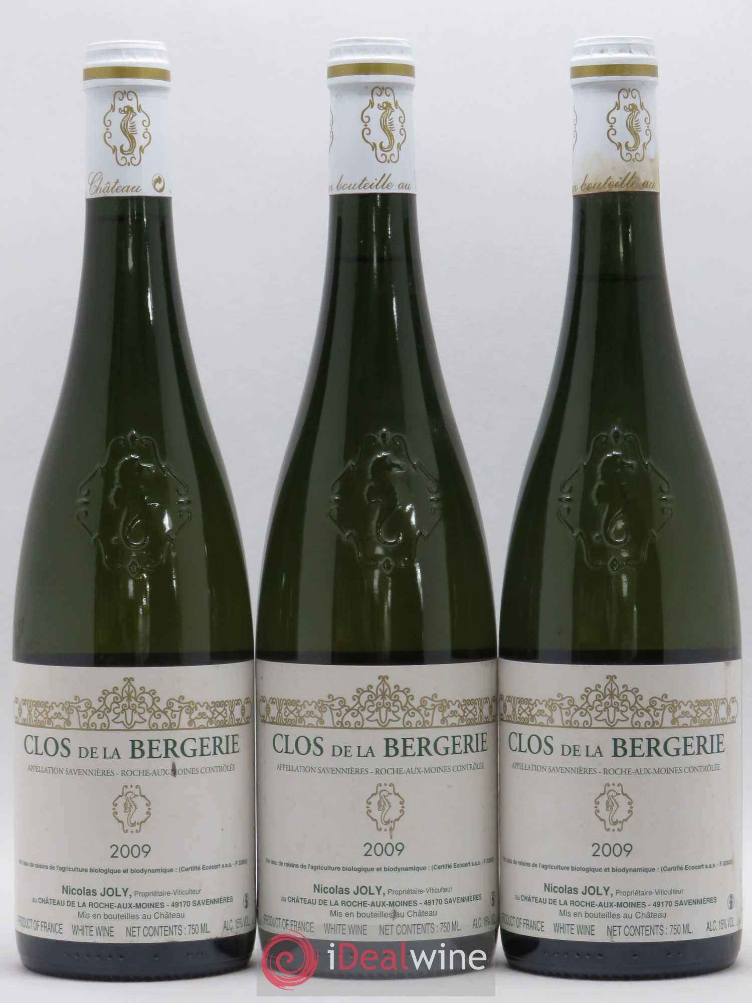 Savennières Roche aux Moines Clos de la Bergerie Vignobles de la Coulée de Serrant - Nicolas Joly (sans prix de réserve) 2009 - Lot de 3 bouteilles - 0