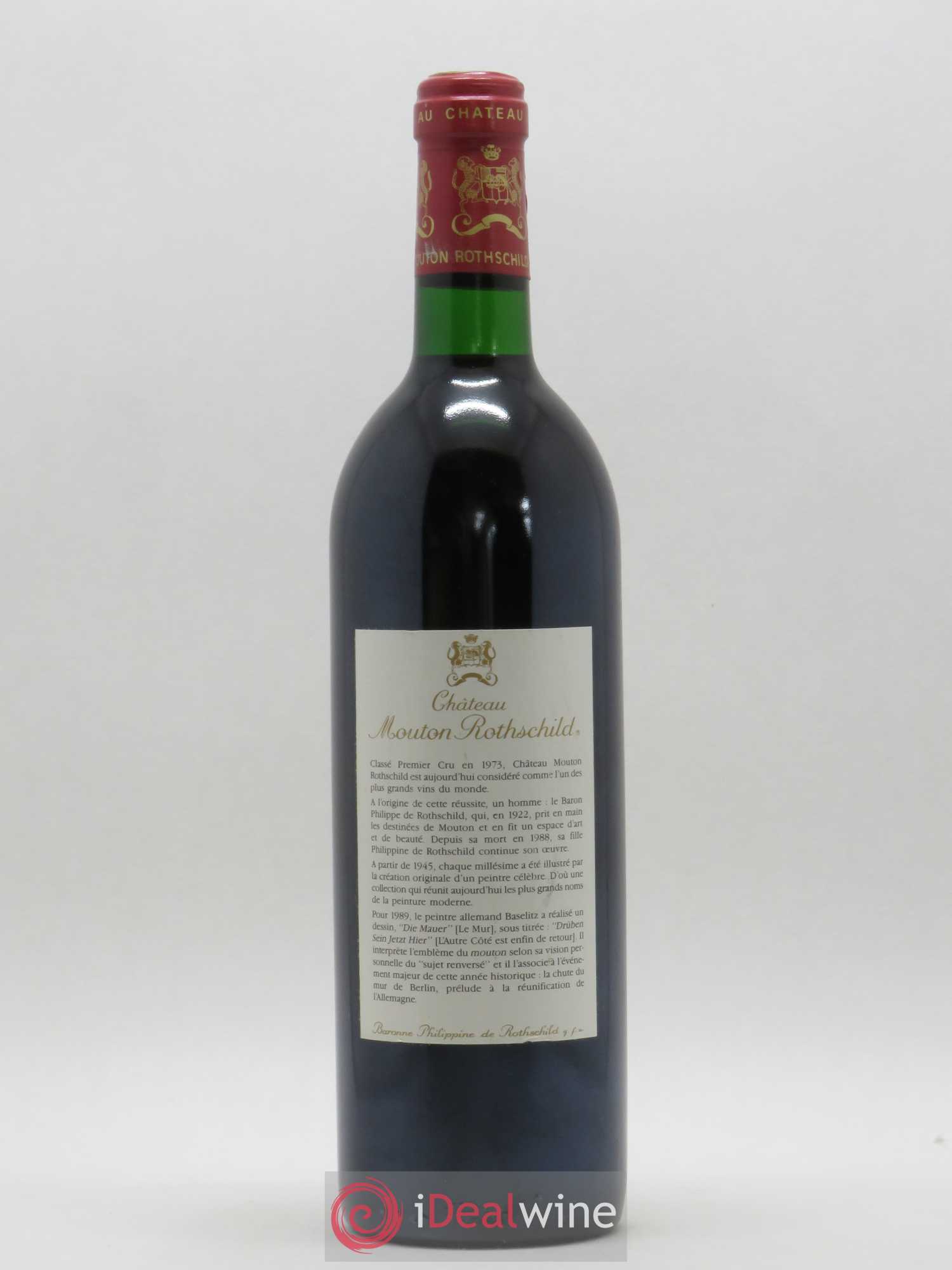 Château Mouton Rothschild 1er Grand Cru Classé 1989 - Lot de 1 bouteille - 1