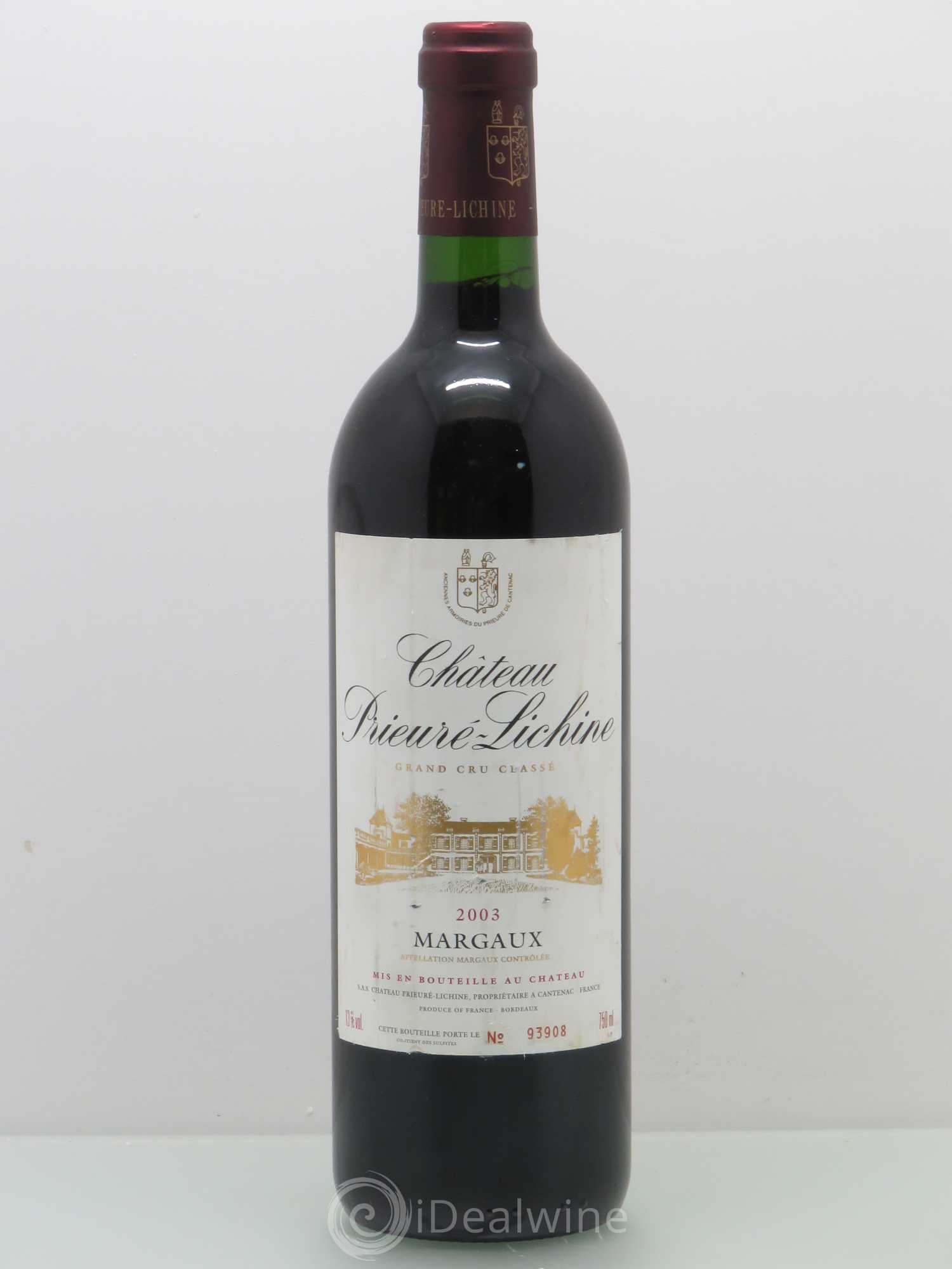 Château Prieuré Lichine 4ème Grand Cru Classé 2003 - Lot de 1 bouteille - 0