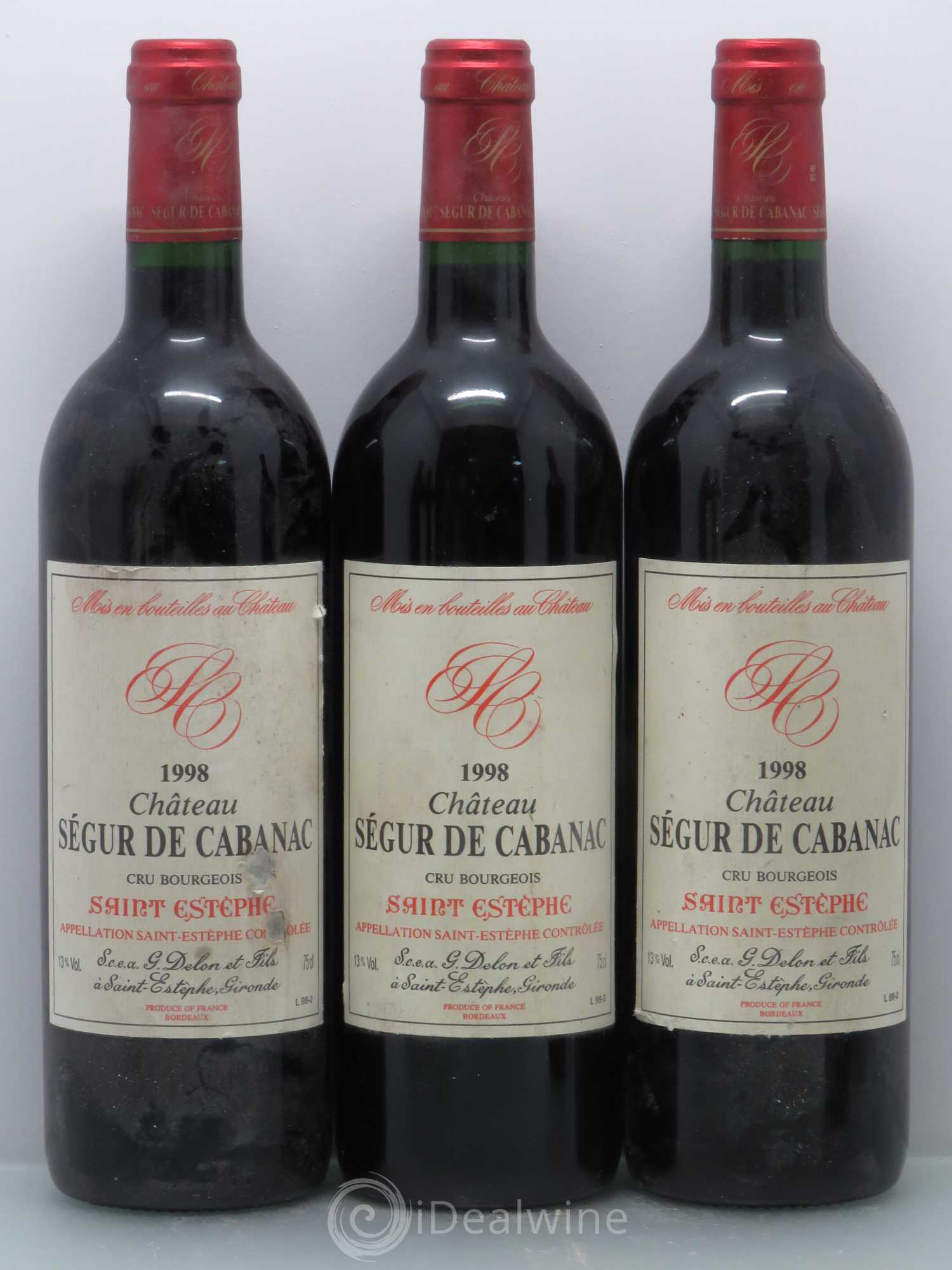 Château Ségur de Cabanac Cru Bourgeois 1998 - Lot de 6 bouteilles - 1