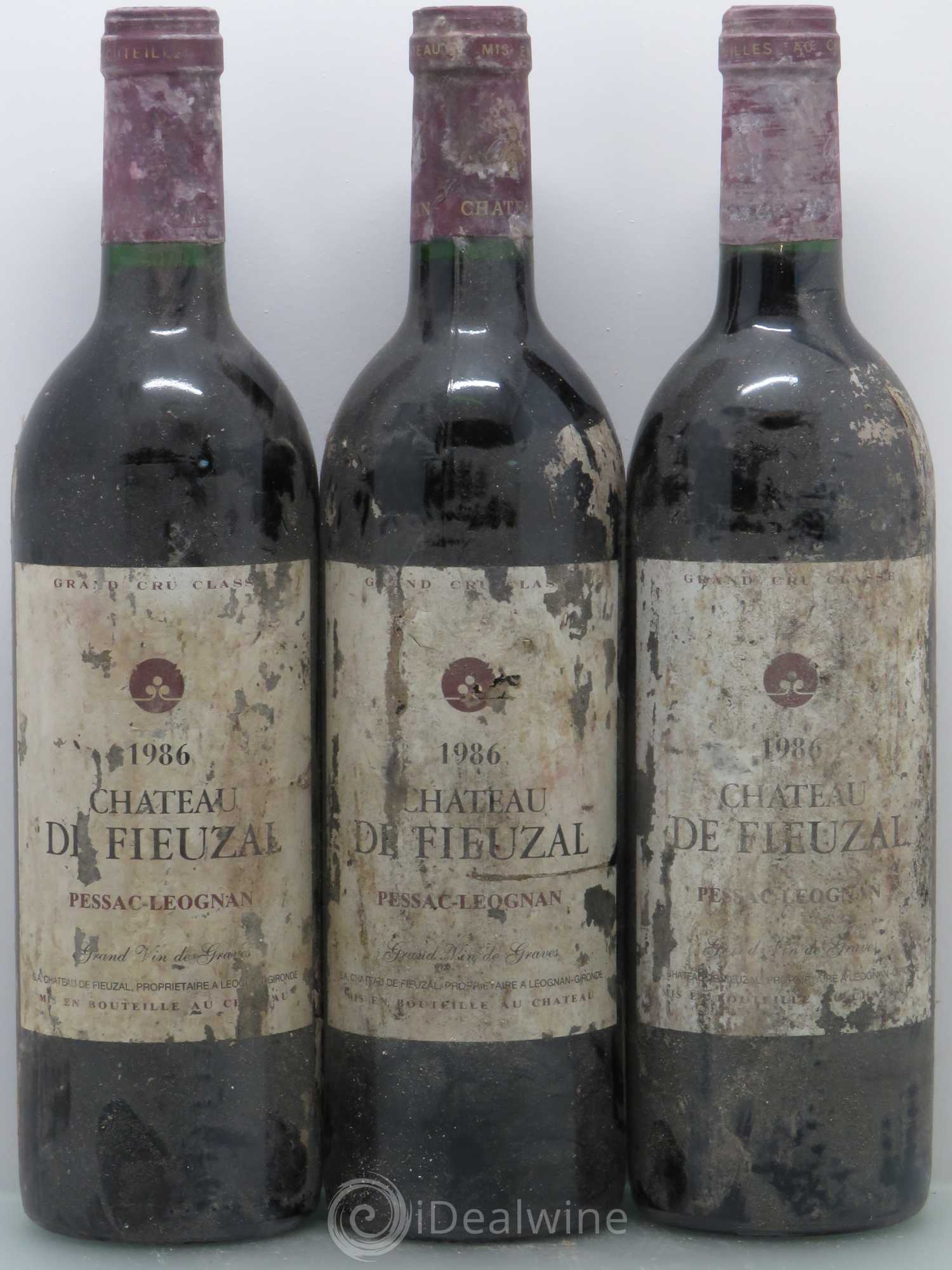 Château de Fieuzal Cru Classé de Graves 1986 - Lot de 3 bouteilles - 0