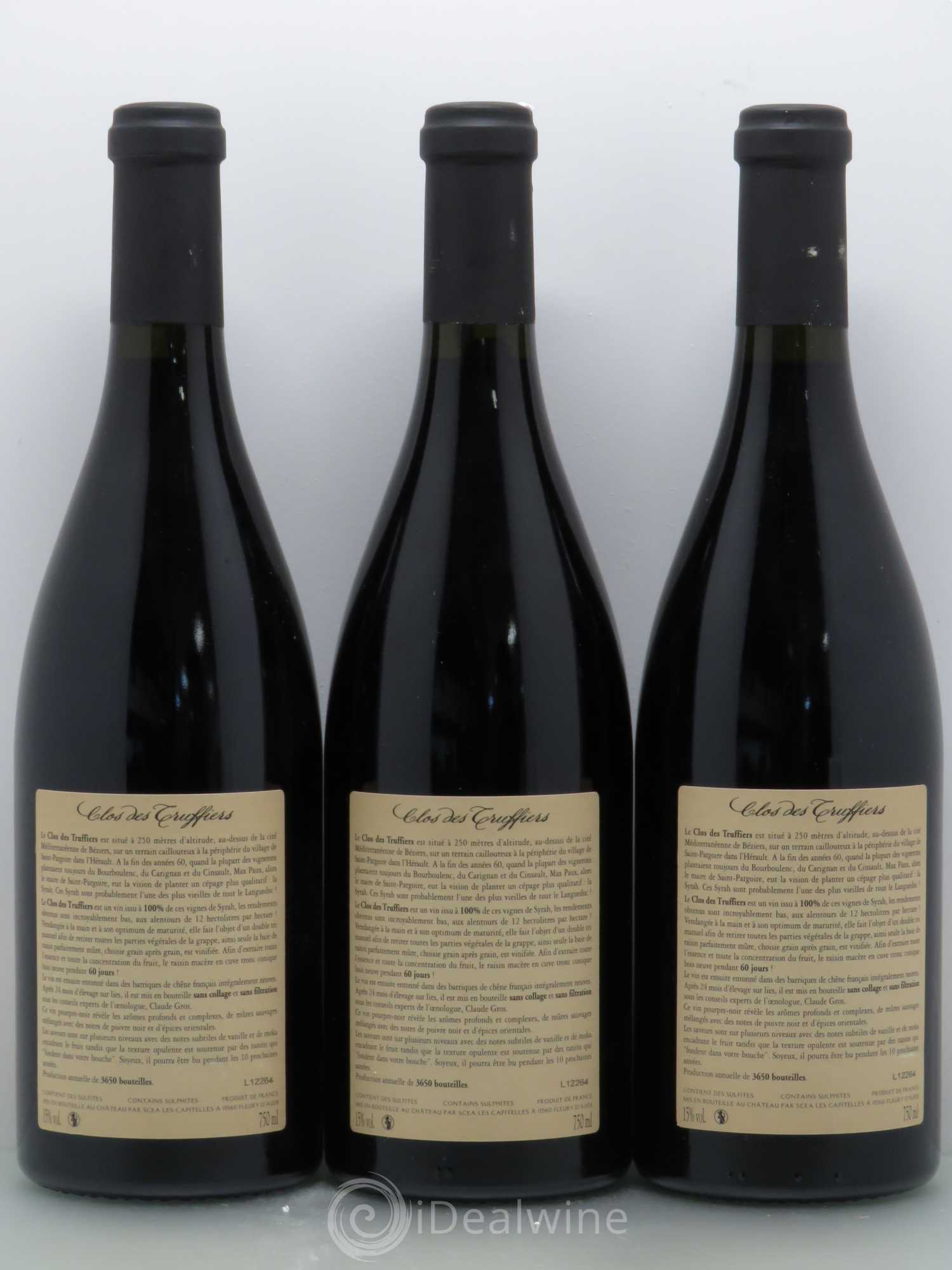 La Clape Château de La Négly Clos des Truffiers Jean Paux-Rosset 2009 - Lot de 3 bouteilles - 1