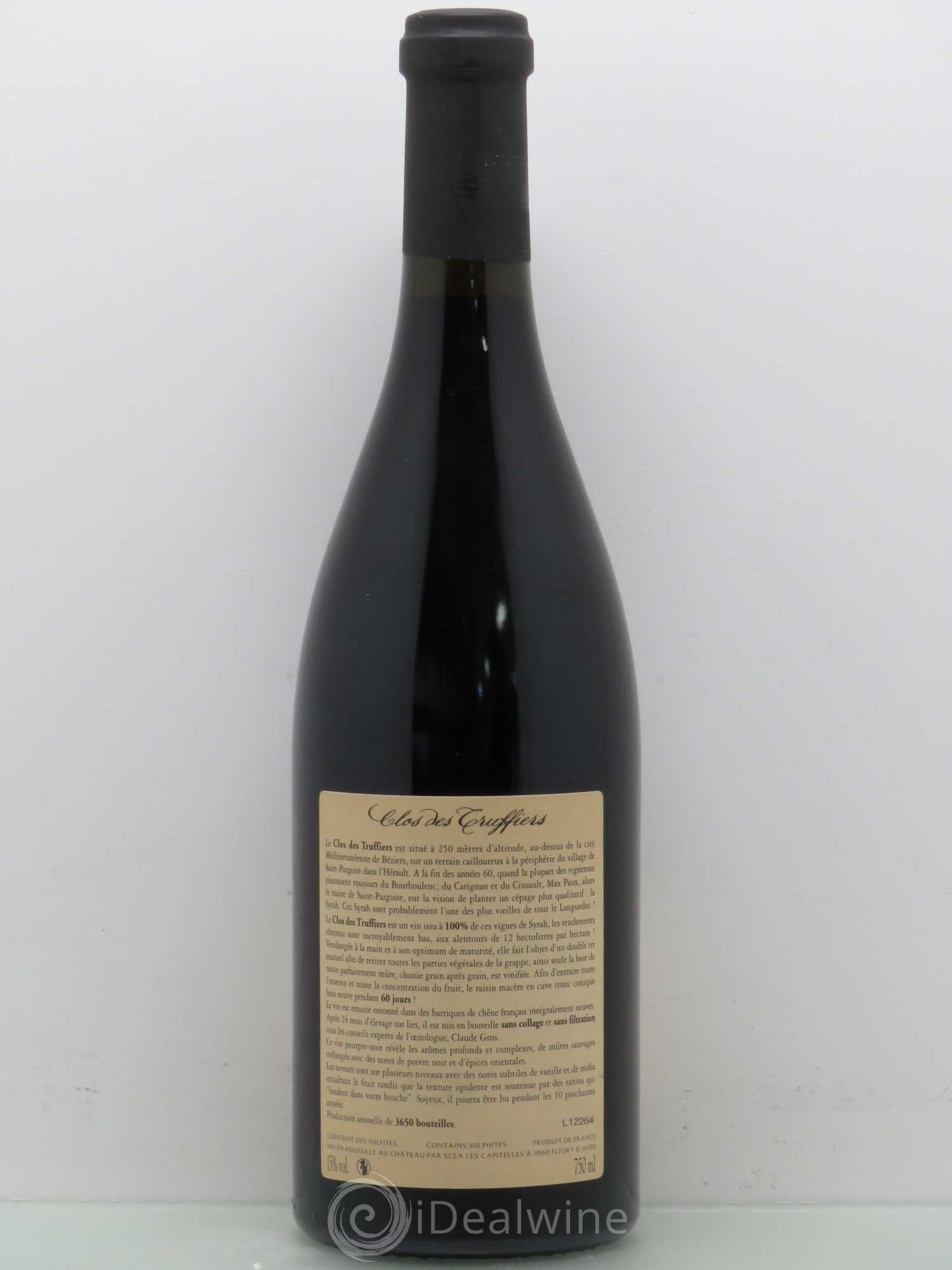 La Clape Château de La Négly Clos des Truffiers Jean Paux-Rosset 2009 - Lot de 1 bouteille - 1