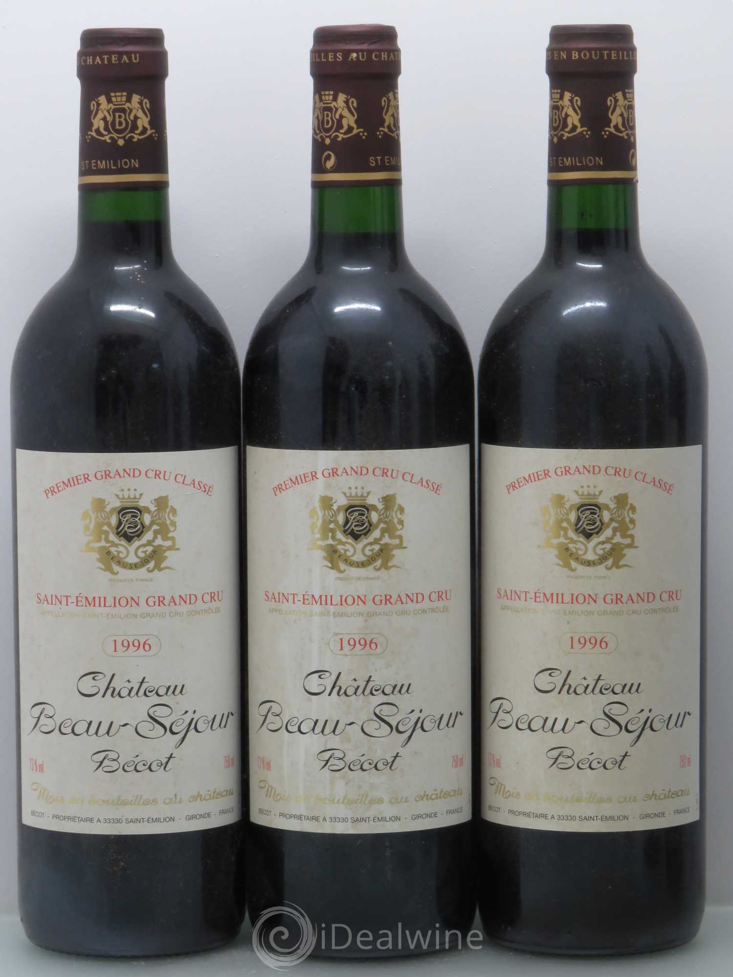 Château Beau-Séjour Bécot 1er Grand Cru Classé B 1996 - Lot de 6 bouteilles - 1