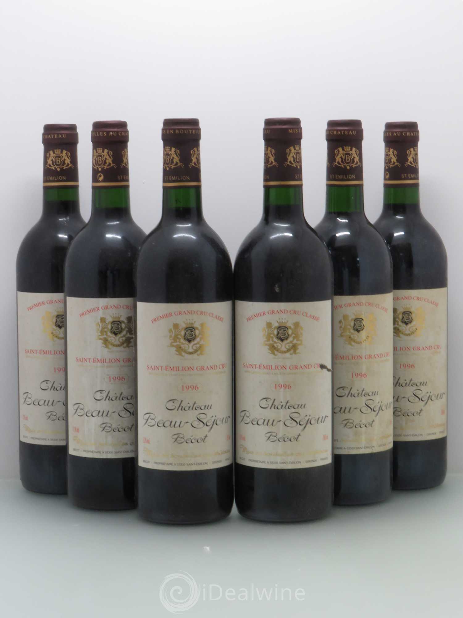 Château Beau-Séjour Bécot 1er Grand Cru Classé B 1996 - Lot de 6 bouteilles - 0