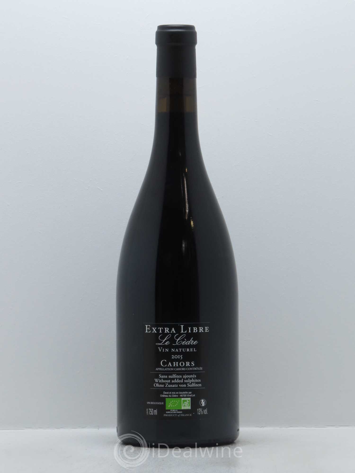 Cahors Château du Cèdre Extra Libre Le Cèdre Pascal et Jean-Marc Verhaeghe 2015 - Lot de 1 bouteille - 1