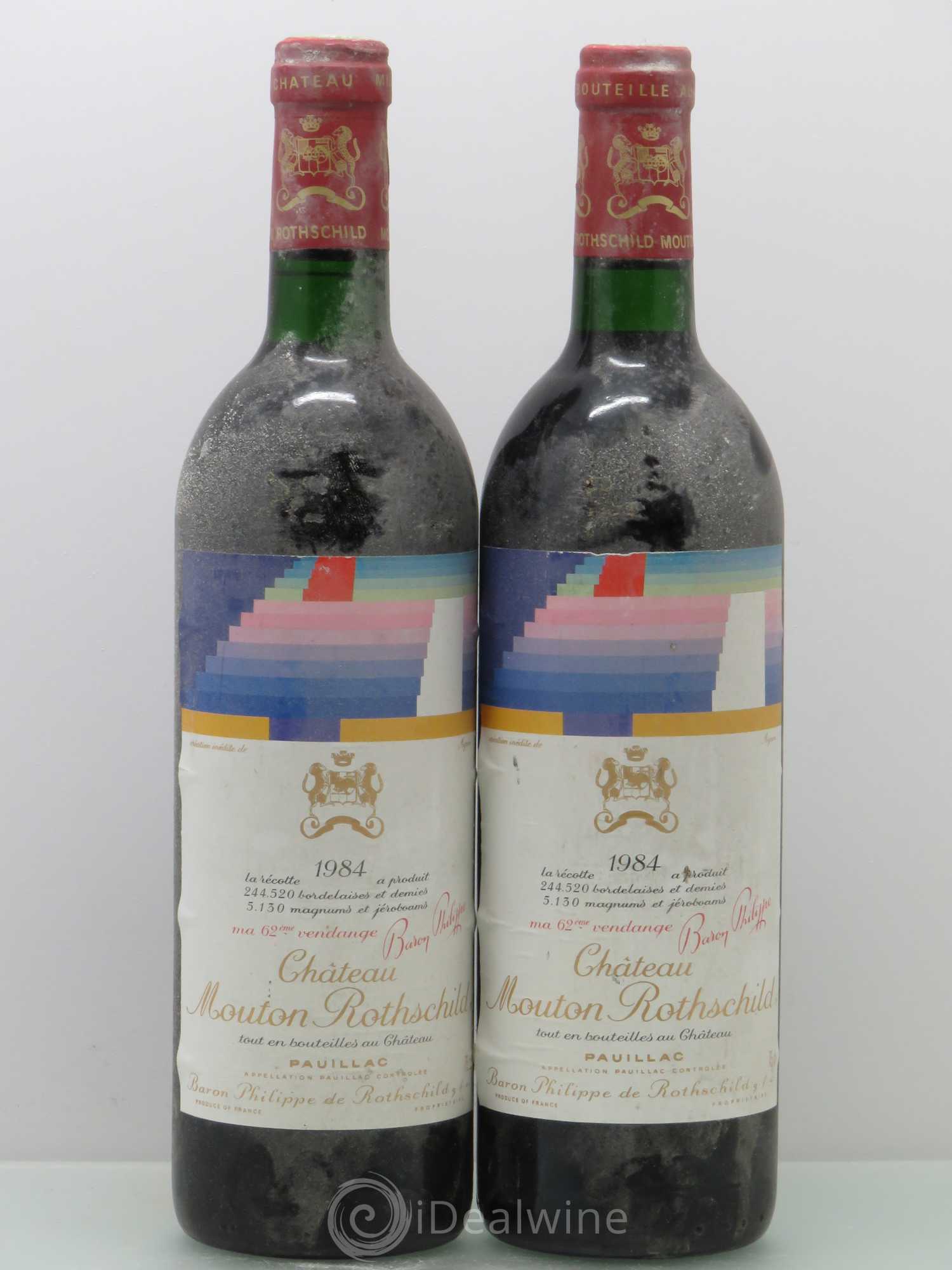 Château Mouton Rothschild 1er Grand Cru Classé 1984 - Lot de 2 bouteilles - 0