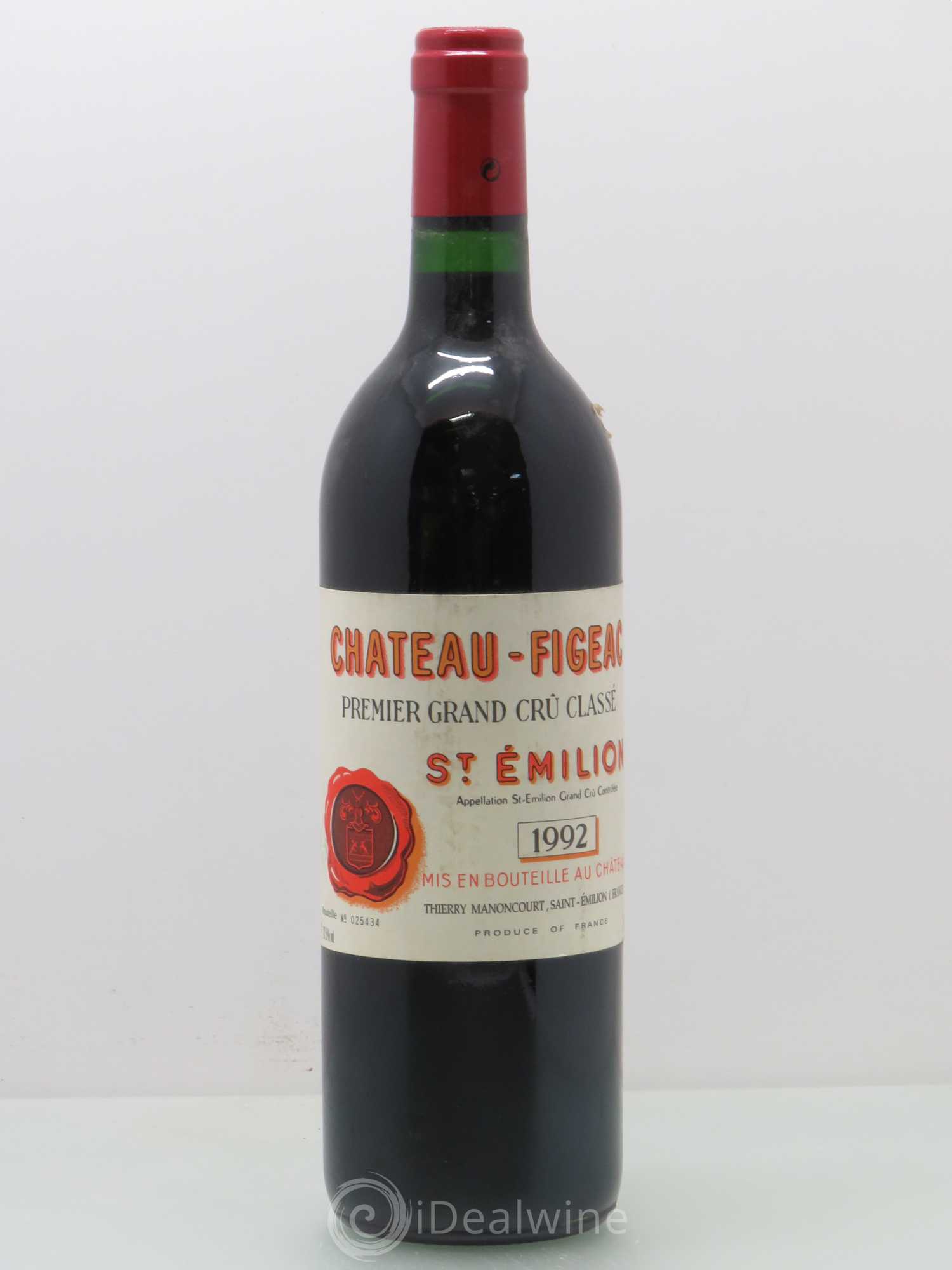 Château Figeac 1er Grand Cru Classé A 1992 - Lot de 1 bouteille - 0